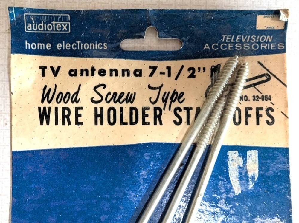 Vintage Audiotex TV Antenna 7 1/2″ Wood Screw Type Wire Holder Standoffs USA NOS