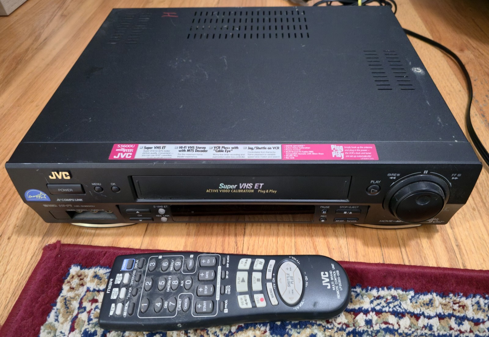 JVC HR-S3600U S-VHS Super VHS VCR Player Recorder Hi-Fi Stereo w/ Remote TESTED!
