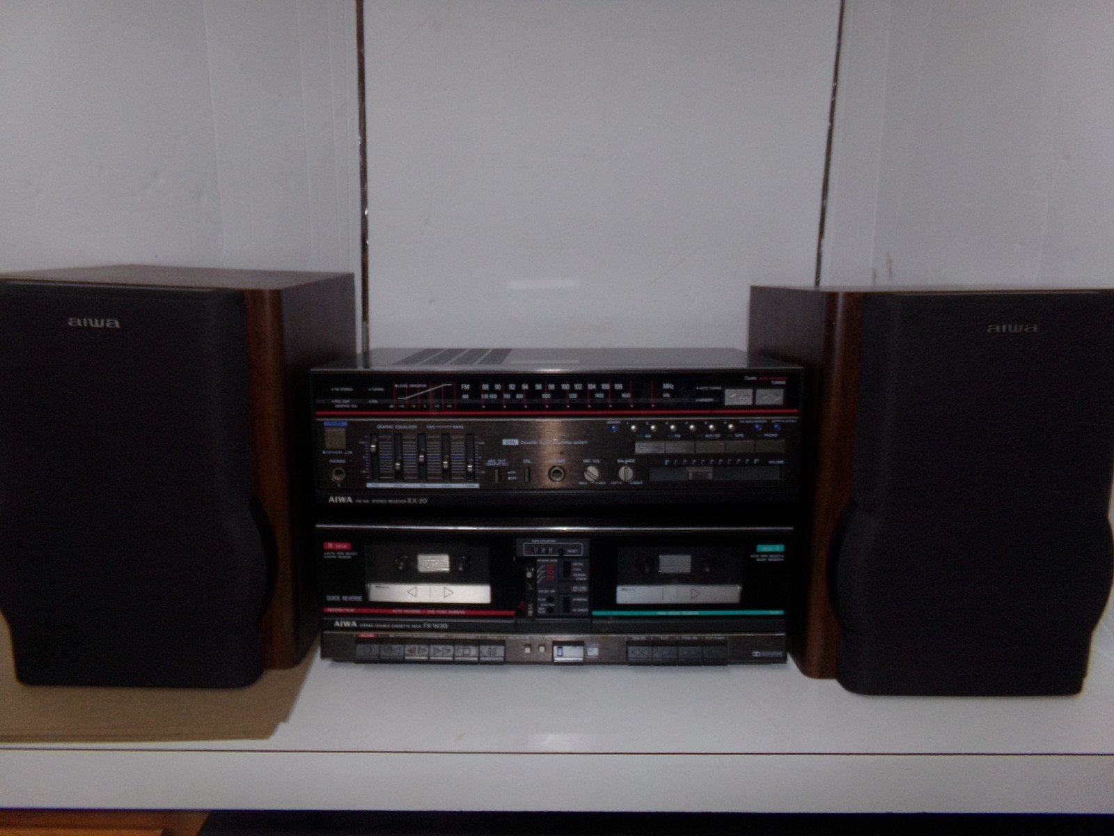 Vintage 1980s AIWA Receiver RX-20,Cassette Deck FX-W20,Speakers SX-LM10 JAPAN