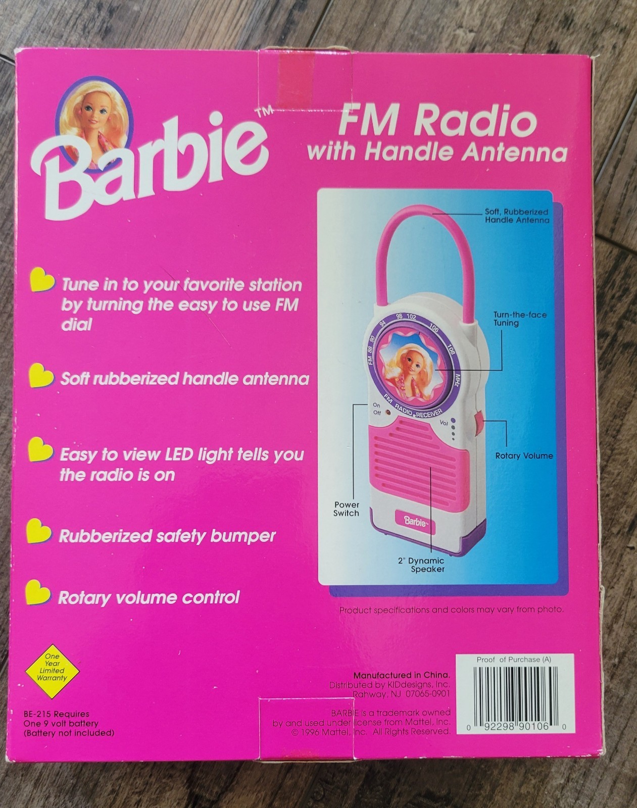 Vintage 1996 Pink Box Barbie Portable FM Radio with Handle Antenna NRFB NEW
