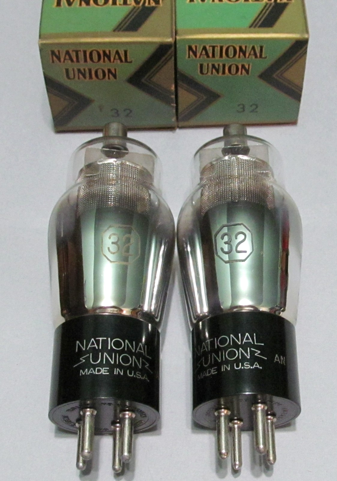 PAIR NATIONAL UNION TYPE 32 – NOS/NIB – TESTED – FOR 2 VOLT BATTERY SETS