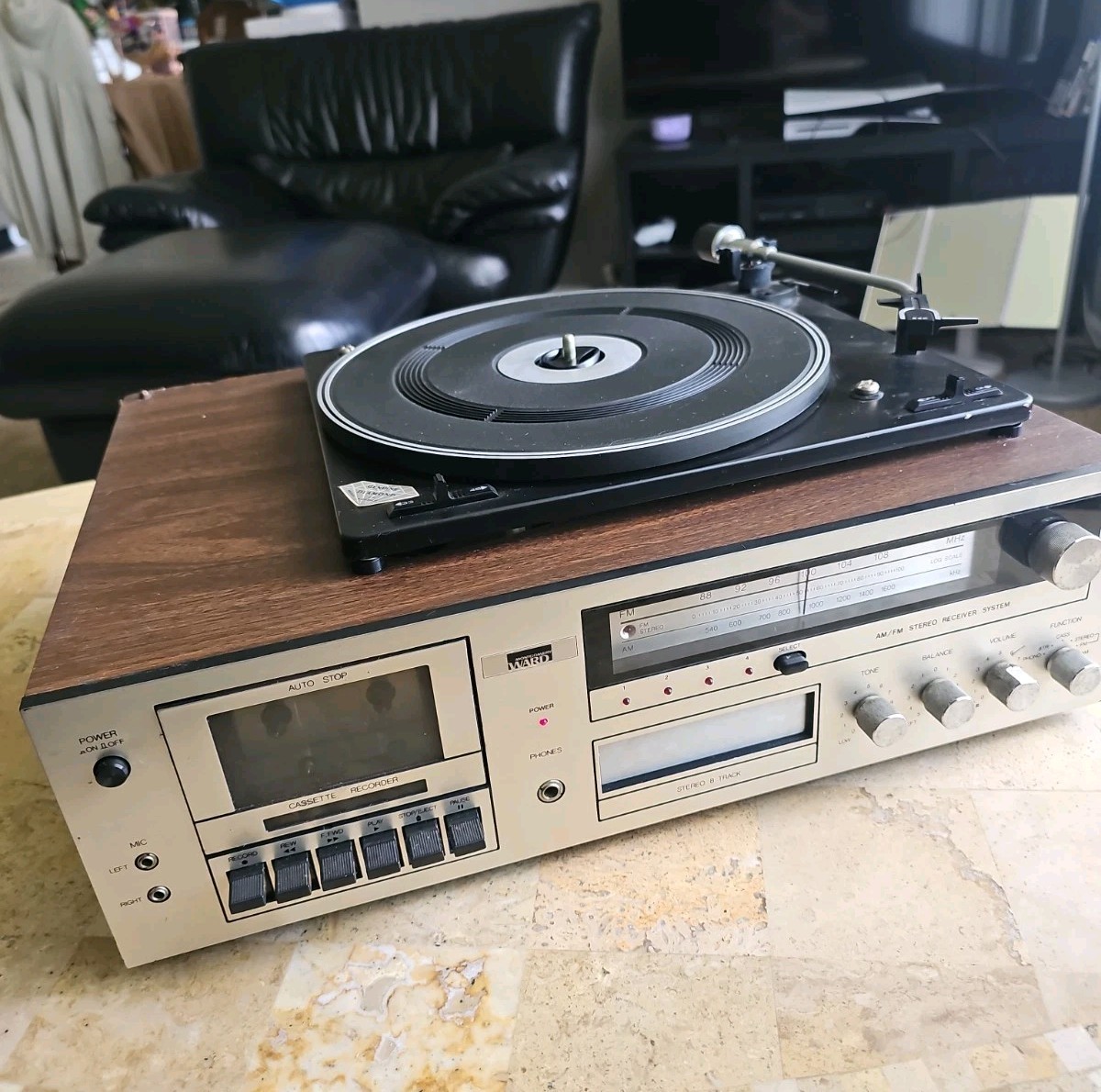 VTG Montgomery Ward Am/Fm Stereo 8 Track Cassette Vinyl Player Tested Read