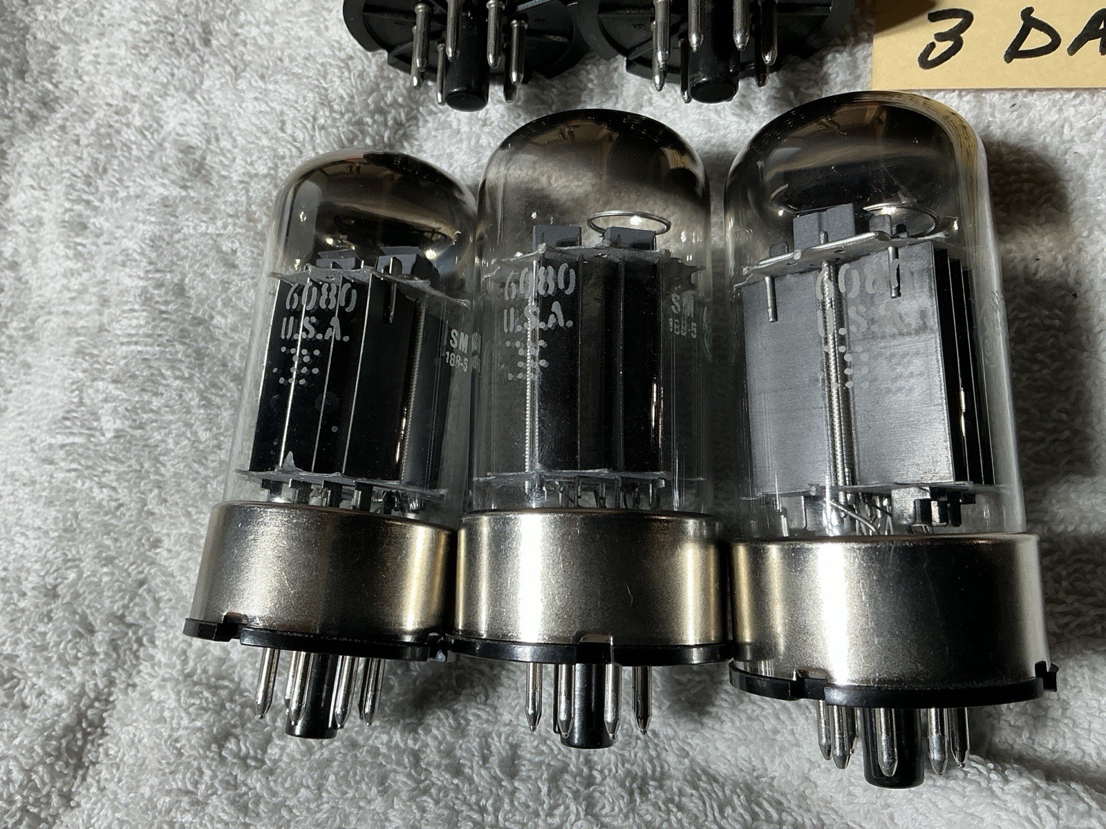 5 GE 6080 Vacuum Tubes 3 NOS Matching Codes Black Plate Power Amplifier Plus 2