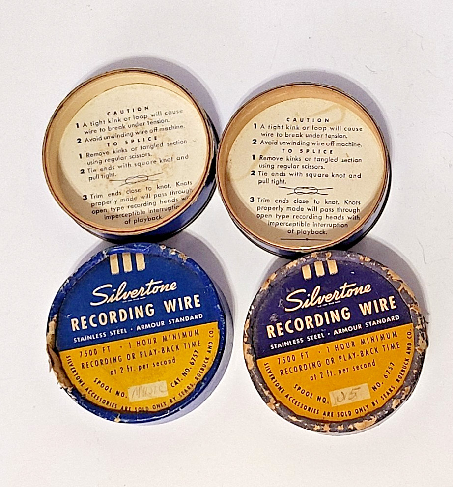 Pair of Vintage SILVERTONE Recording Wire Spool Sears Roebuck Original No. 6757