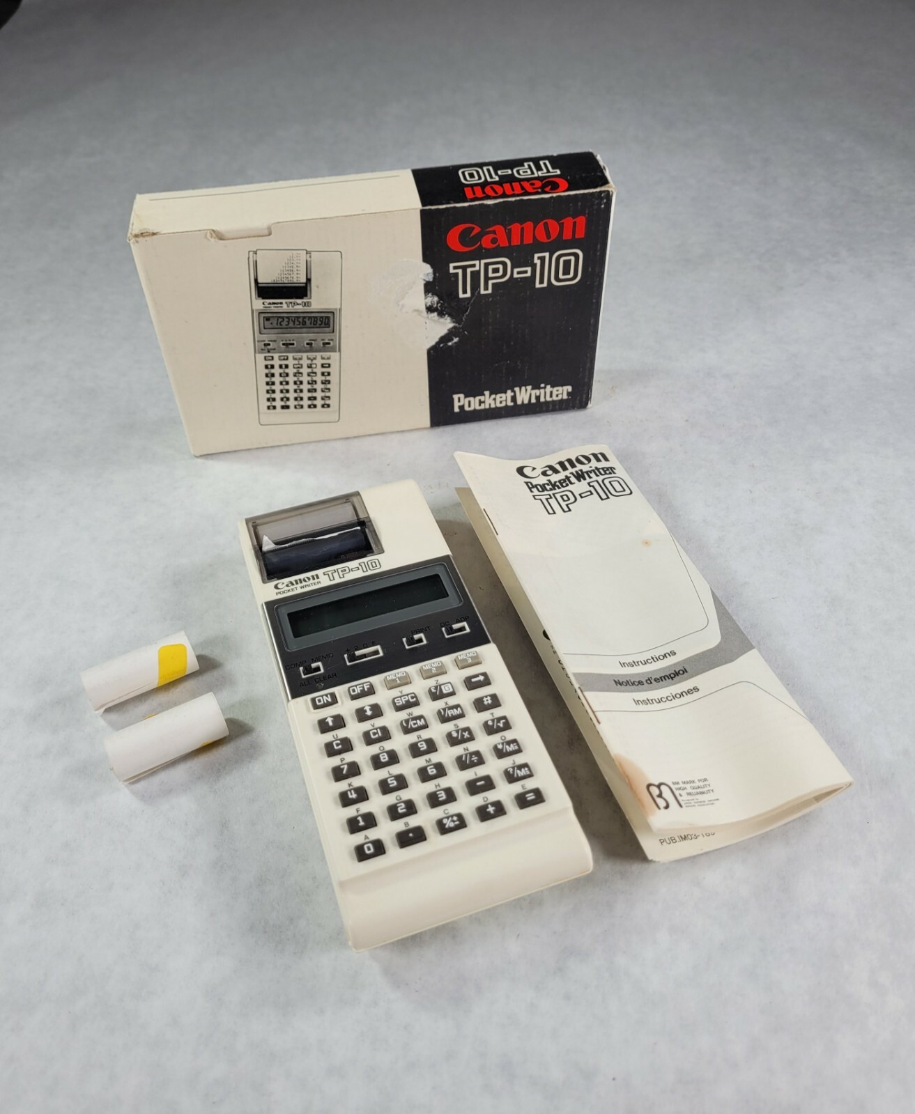 Vintage Canon TP-10 Pocket Writer Printer Box Paper And Manual Manual
