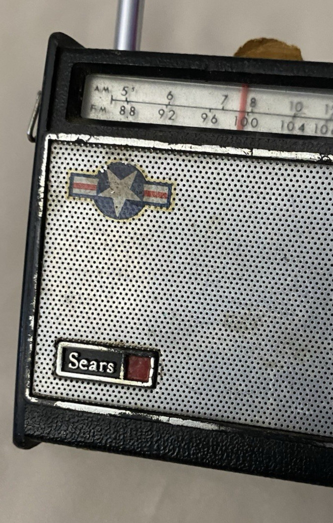 Vintage Sears AM FM Radio Black 2263 With Antennae Untested Parts Only Hong Kong