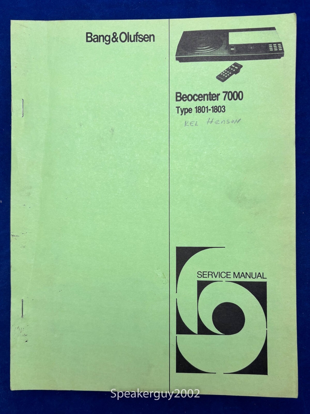 Original Bang & Olufsen Beocenter 7000 Type 1801-1803 Service Manual — #2