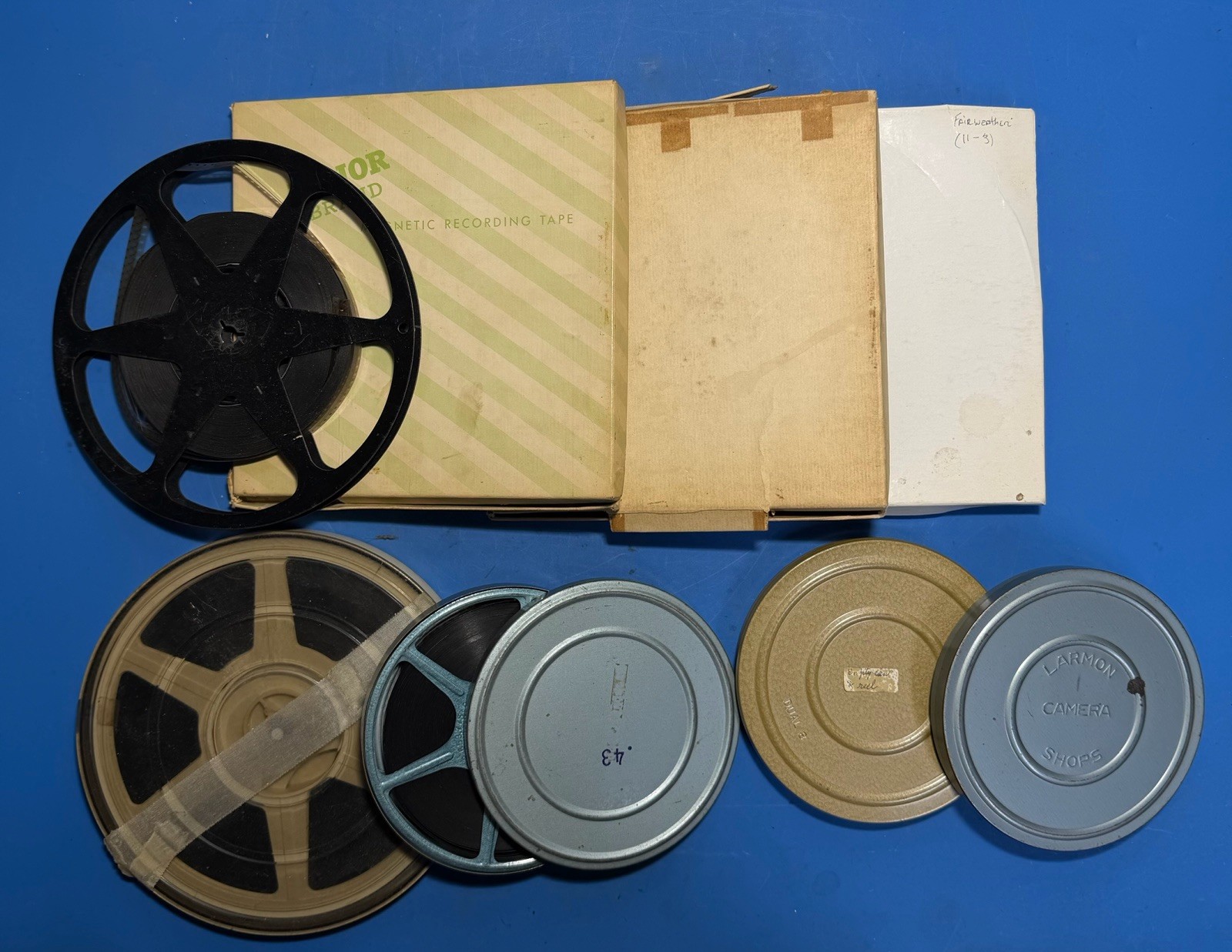 Vintage 8mm Film Reels Lot 6 Tapes + Metal Cases Empty Reels Mixed Untested