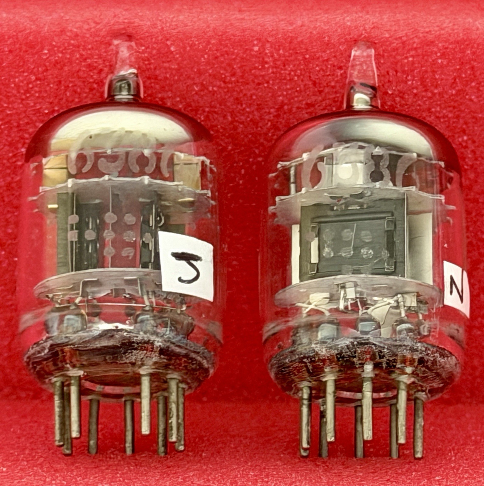 Two GE 6386 Tubes /Amplitrex Tested +100%/D Get /x3 Mica /Black Plates 1958 Date