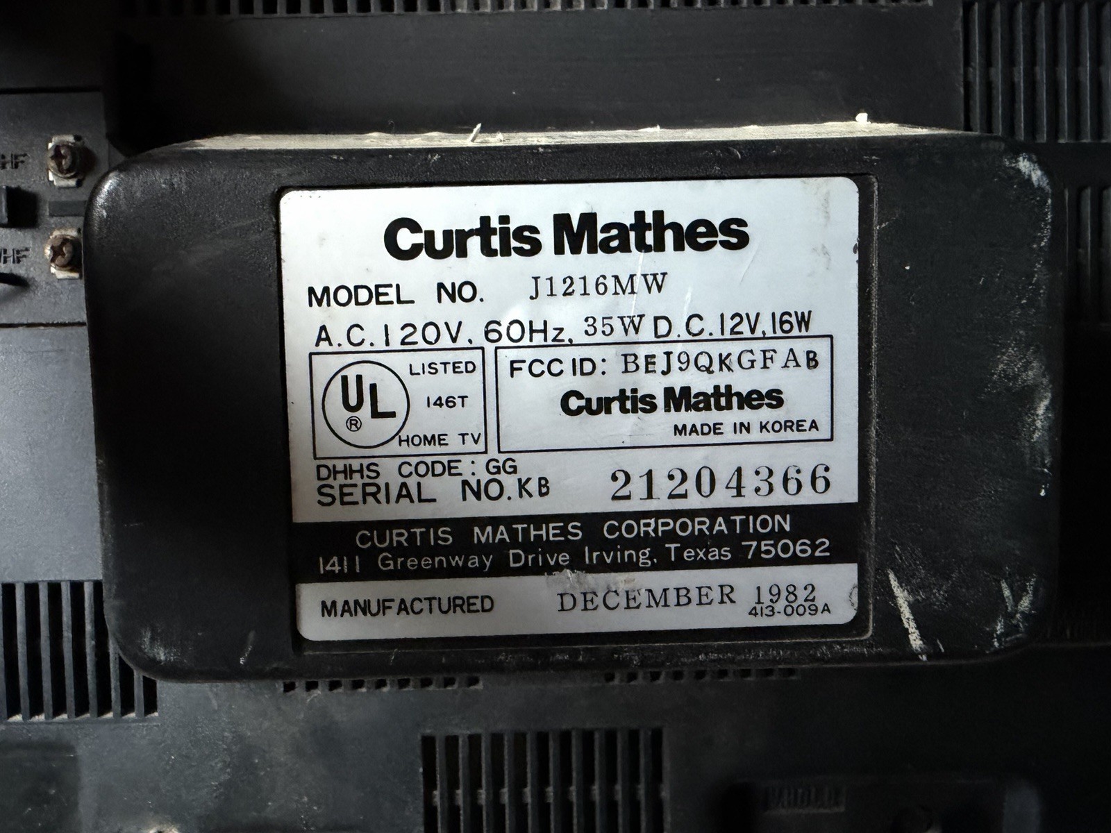 Vintage Wood Grain Curtis Mathis 11” CRT TV Retro