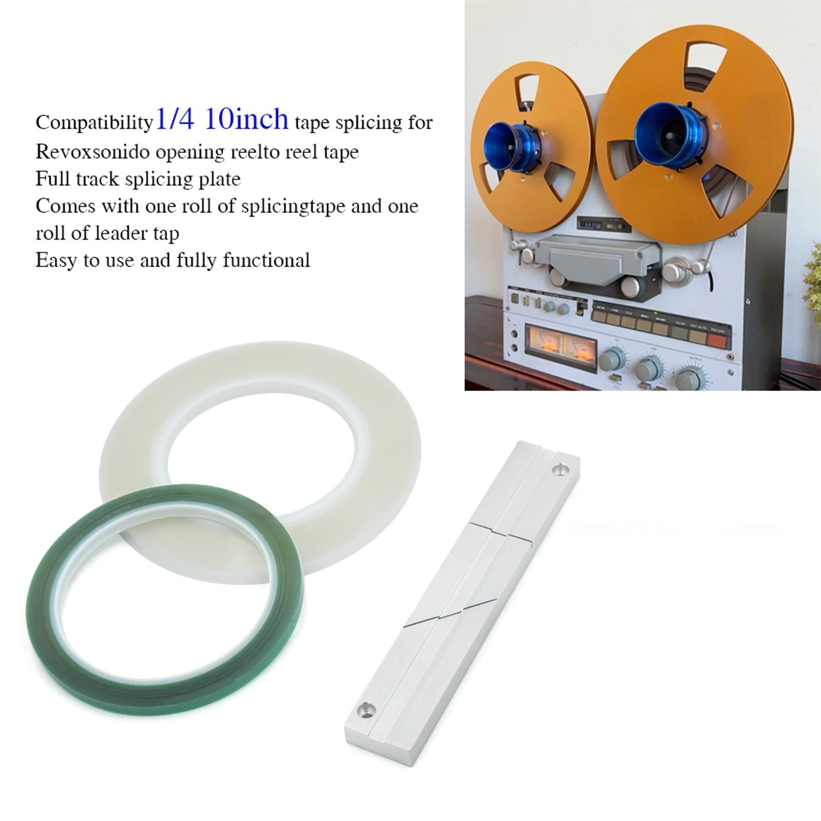 1/4″ Reel to Reel Tape Splicing Block Aluminum Splice Editing Tool Kit