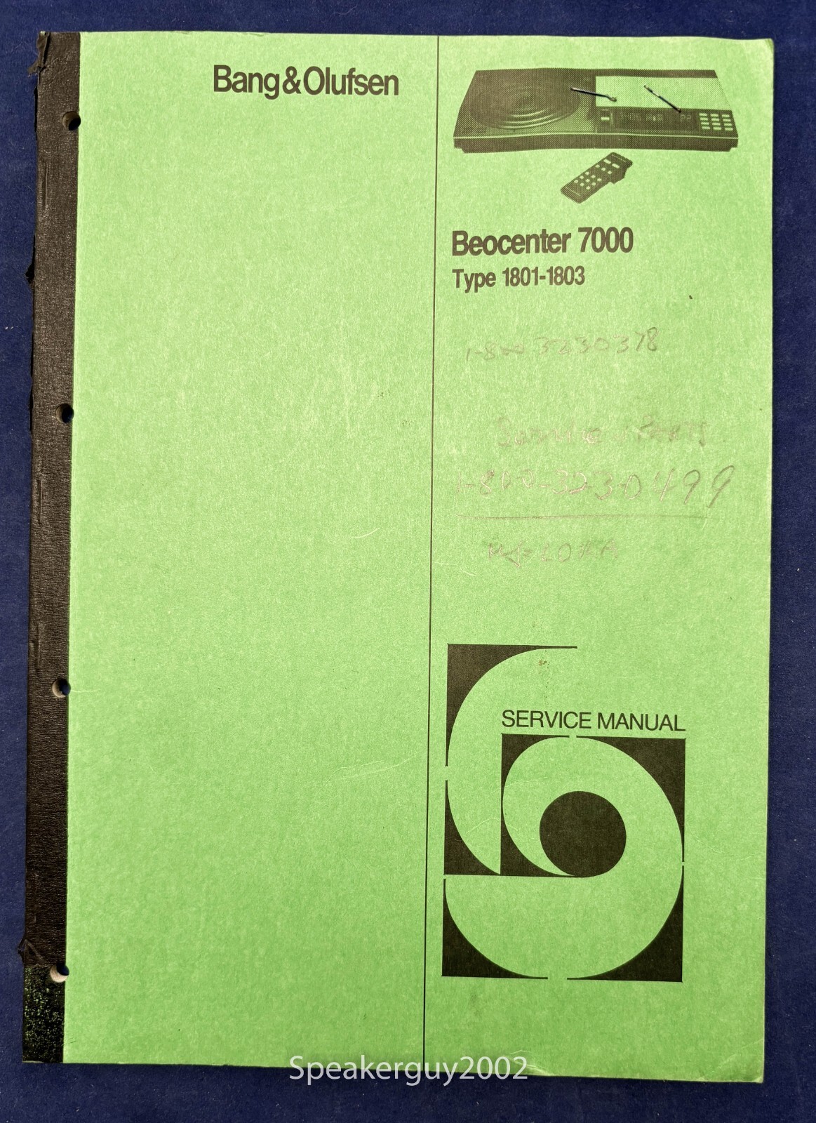 Original Bang & Olufsen Beocenter 7000 Type 1801-1803 Service Manual — #3