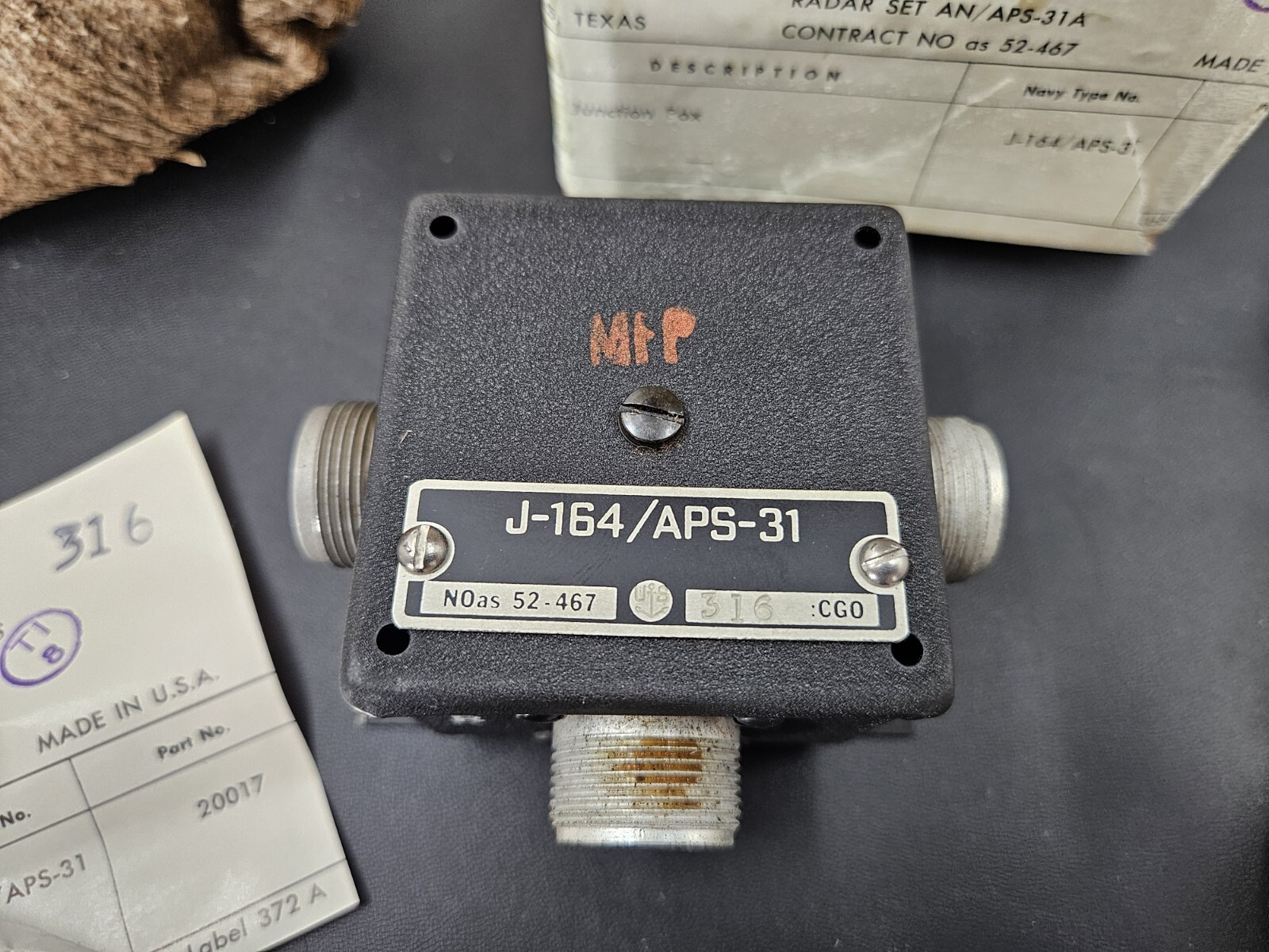 Texas Instruments Radar set J-164/APS-31 Junction Box From 1953 AS-IS EB-16517