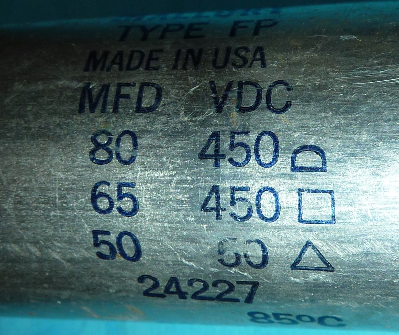 Mallory FP Electrolytic Can Capacitor 80/65/50uf@450/450/50VDC 450V 50V Tested