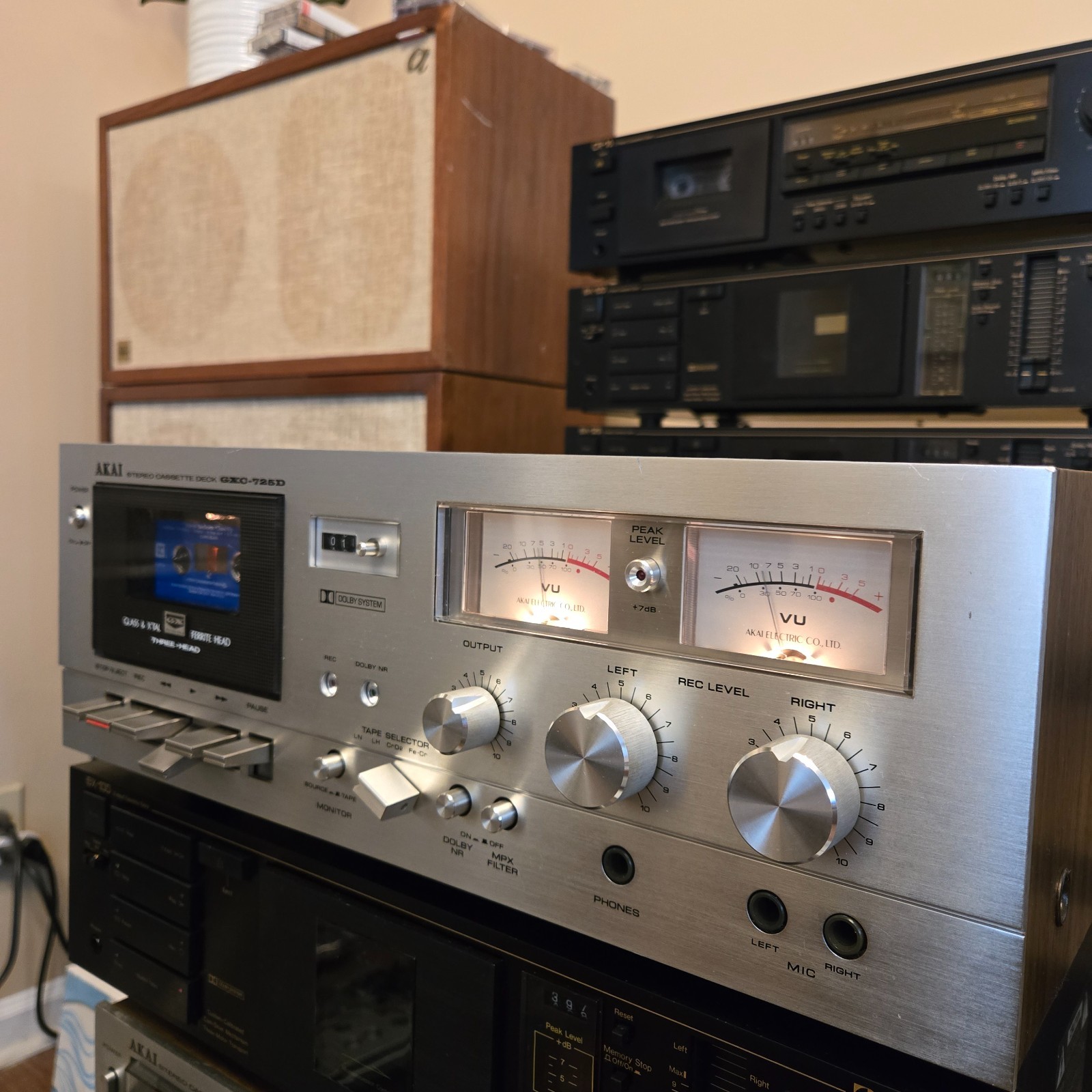 Akai GXC-725D Cassette Deck. Fully Serviced. Works Great. EXCELLENT