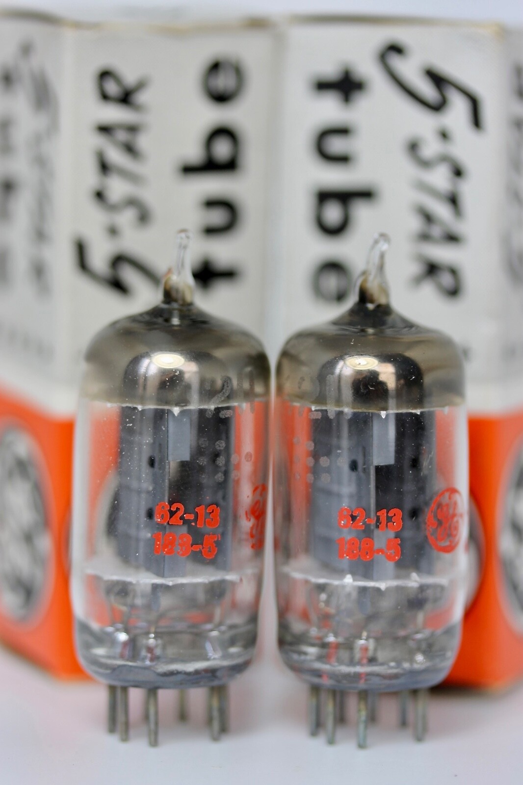 NOS GE 5-STAR ***** 6211 (Sub for ECC802S) MATCHED-PAIR D-GETTER TUBES 100% 1962