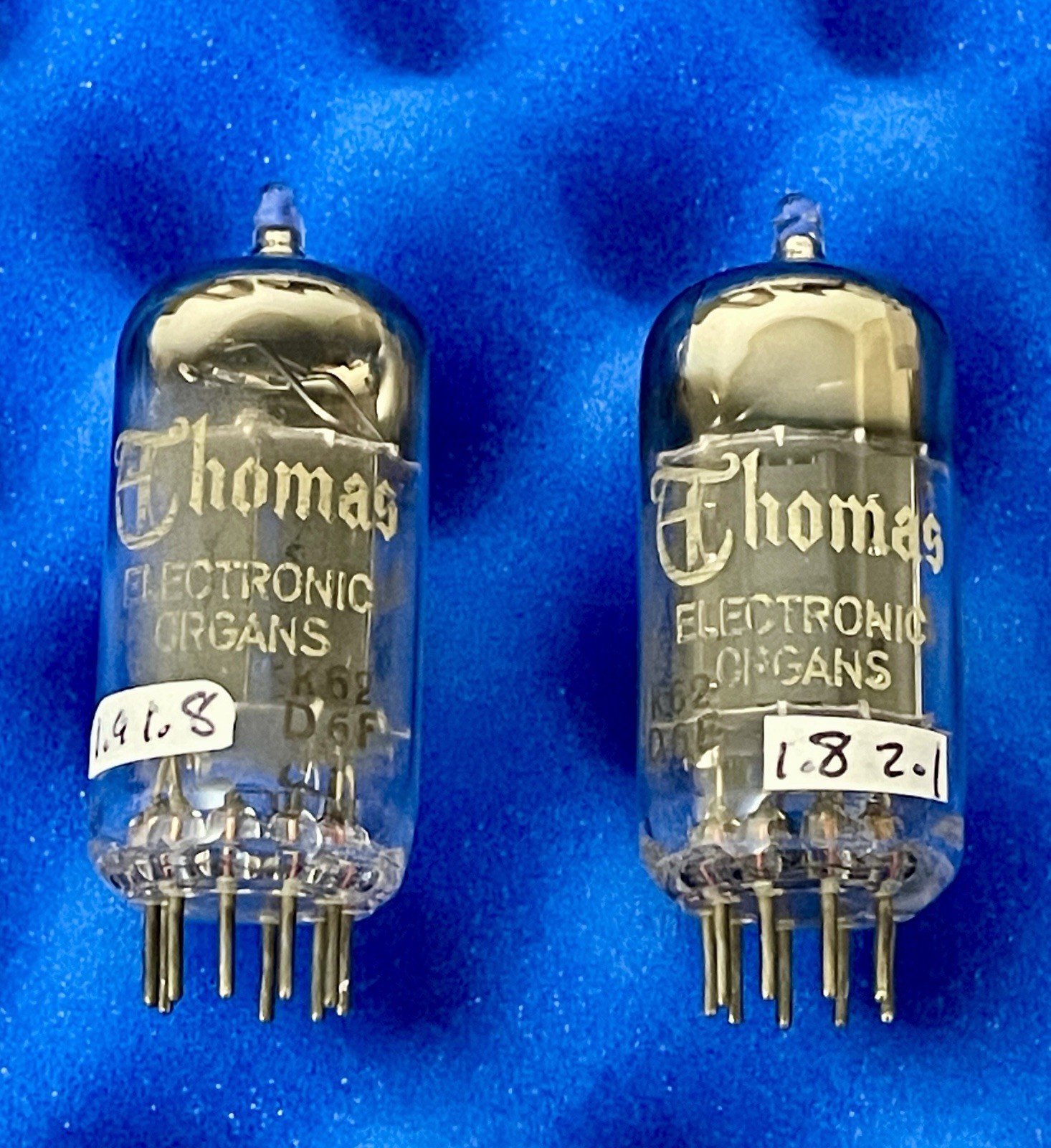 TWO Valvo ECC82 12AU7 Tubes / k62 / 45 deg. D Getter – 1956 /Amplitrex👍 Amperex