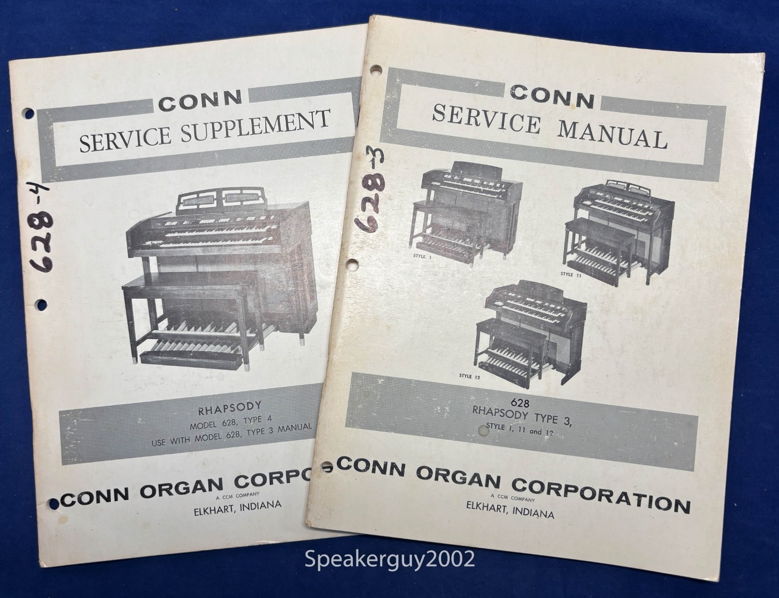 Original Conn Organ Service Manual / Rhapsody 628 Type 3 & 4 — CS3