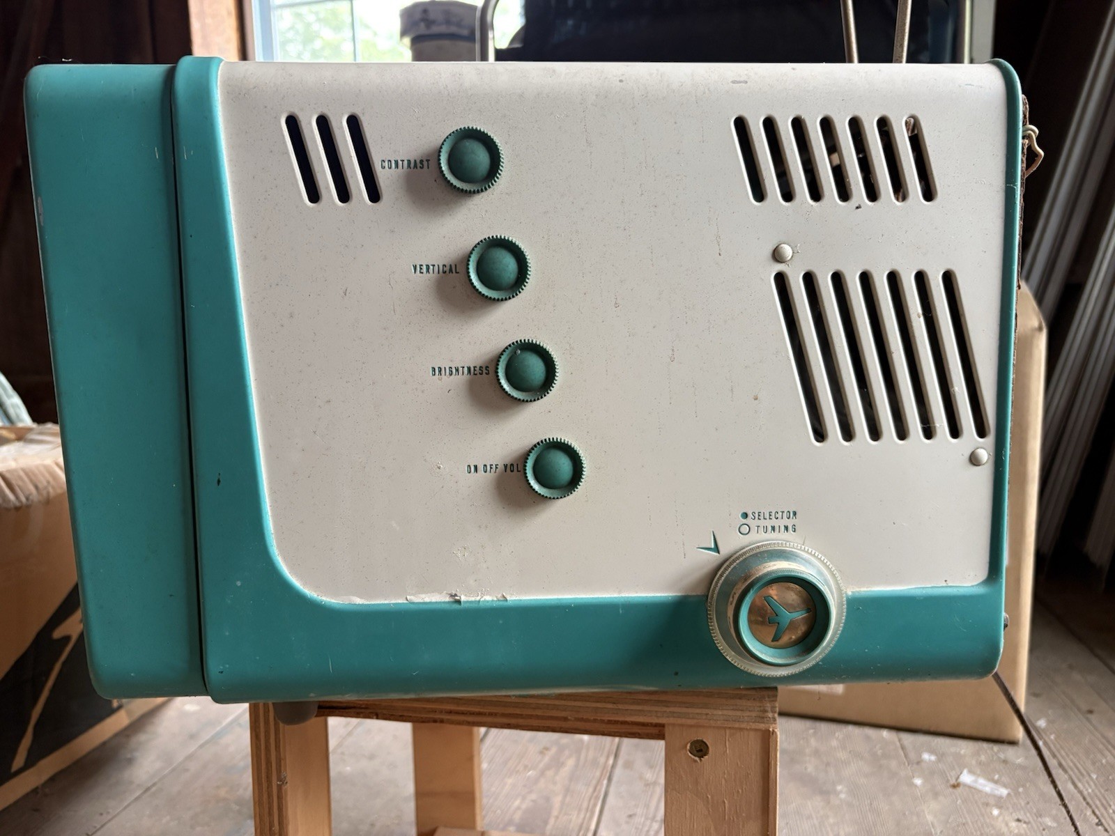 Vintage 1950s General Electric Portable Tube Tv Turquoise Mid Century Untested
