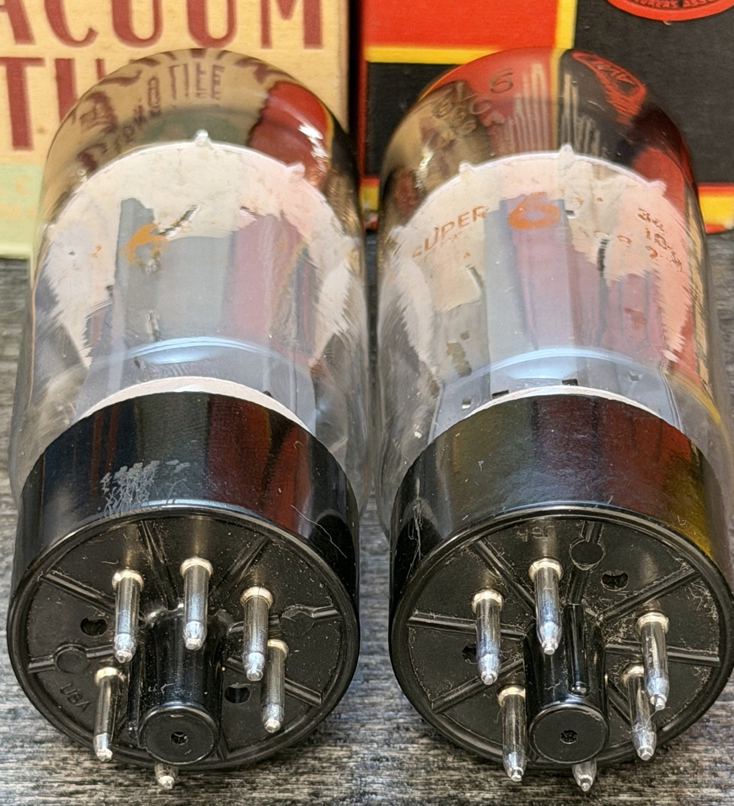 Rare Matched Pair Peavey Super 6 Sylvania 6L6GC STR387 Tubes Dual Foil O Getters