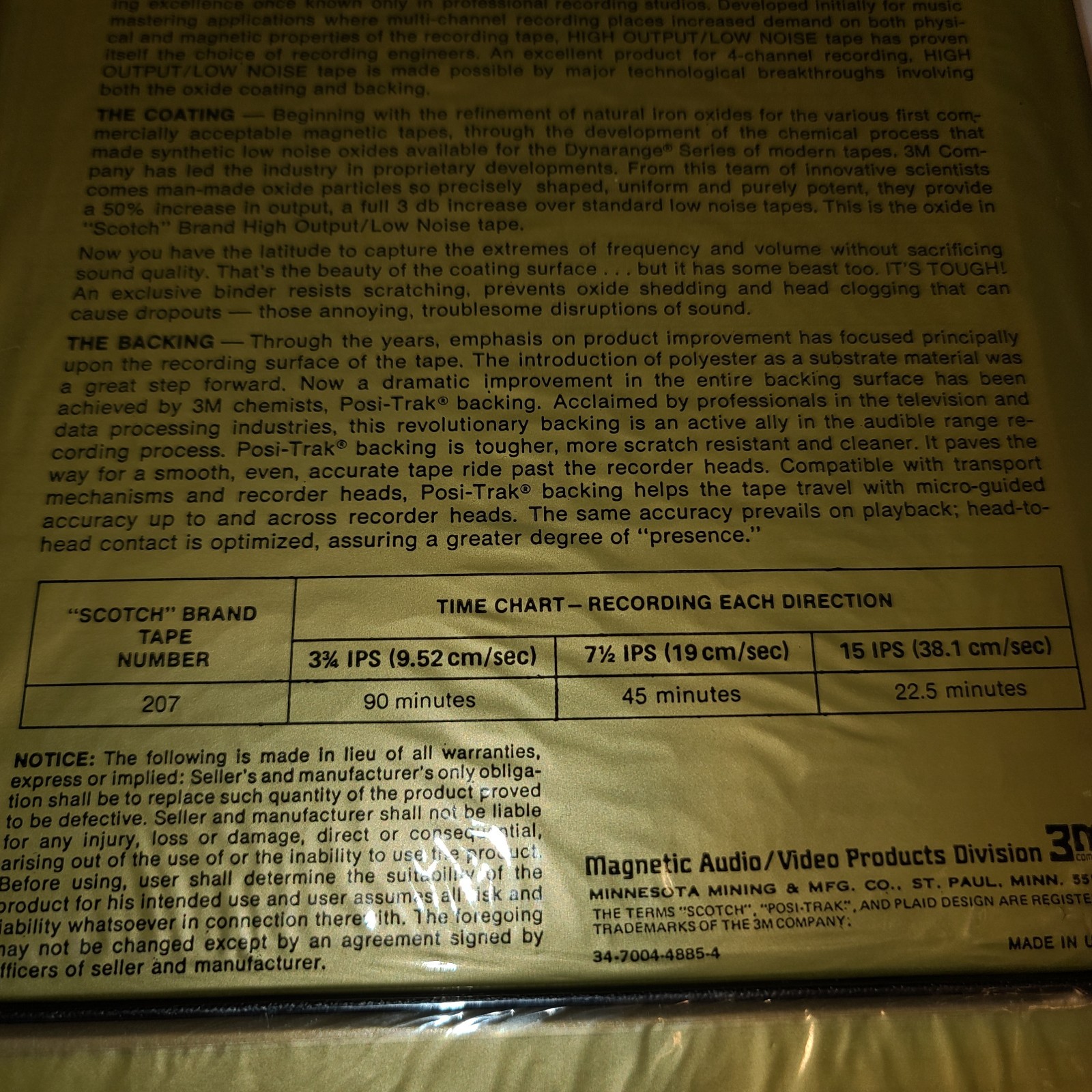 Scotch 3M Recording Tape 207 Lot Of 4 New Sealed 90 Min 7″ Reels Chipboard Vtg