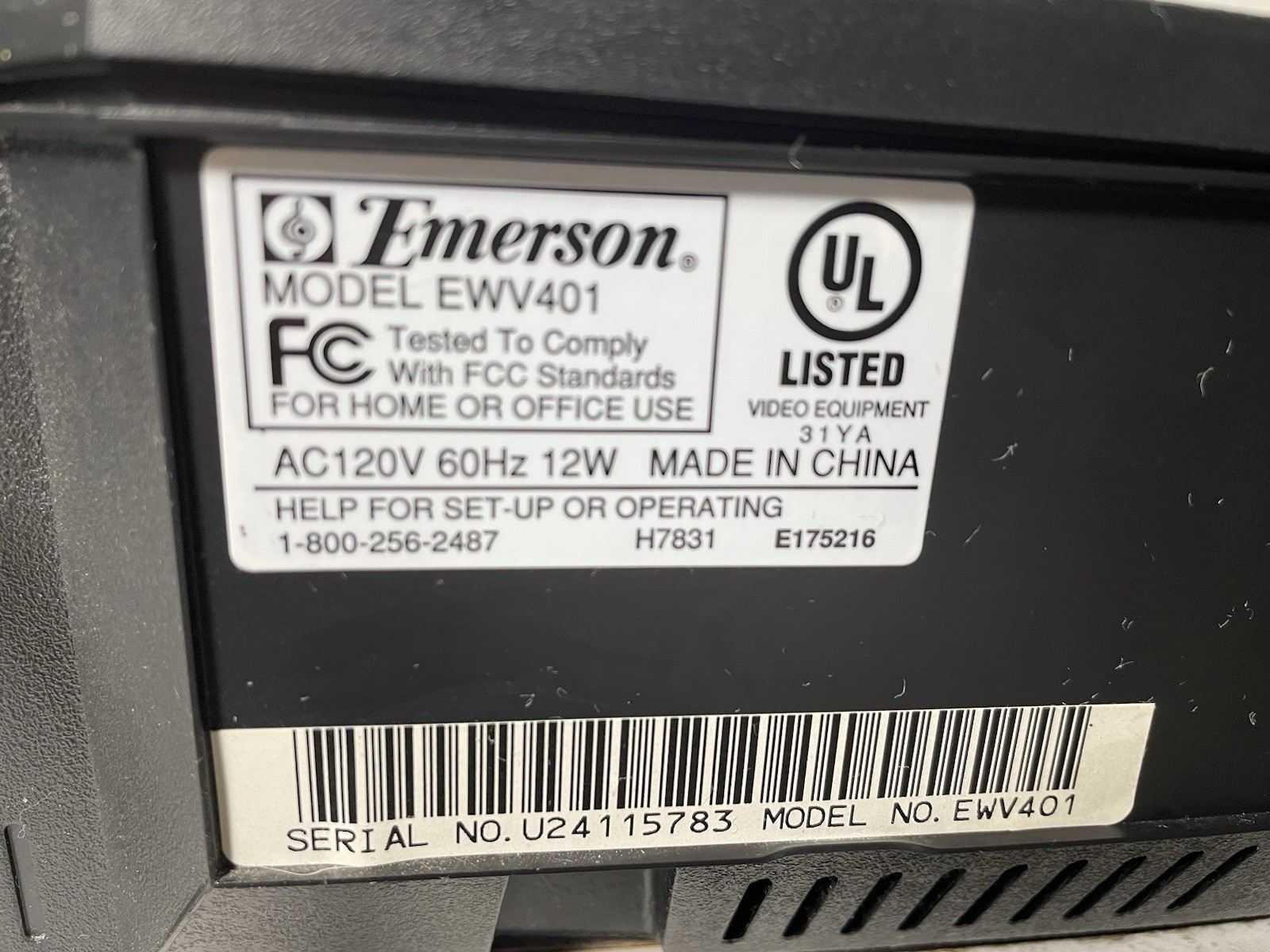 Emerson EWV401 DA-4Head VCR Video Cassette Recorder Player VHS Tested W Remote