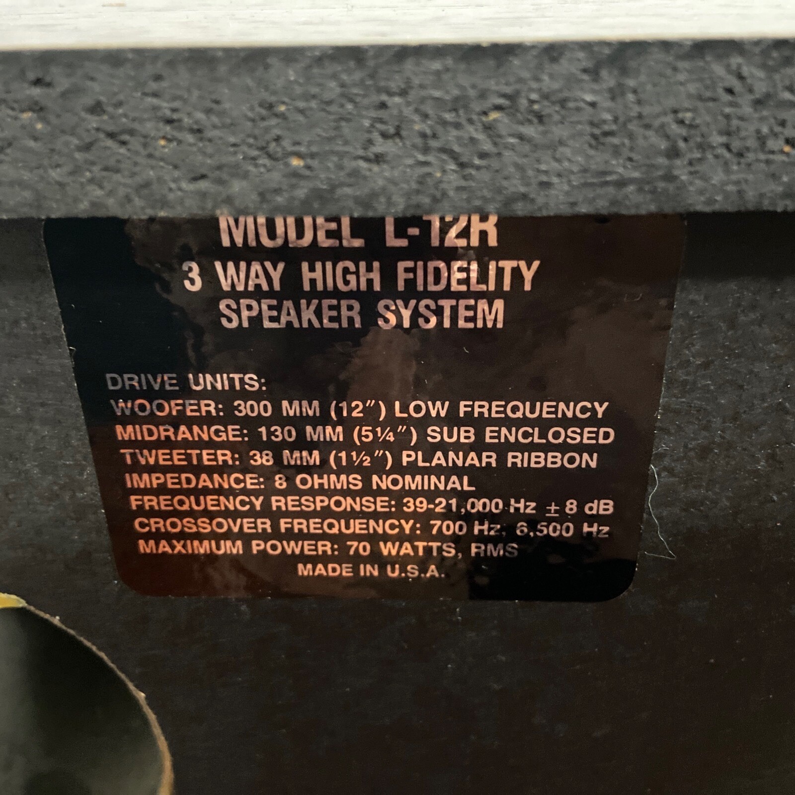 VERIT L -12 R . 3 WAY HIGH FIDELITY SPEAKERS SYTEM 12″ WOOFER