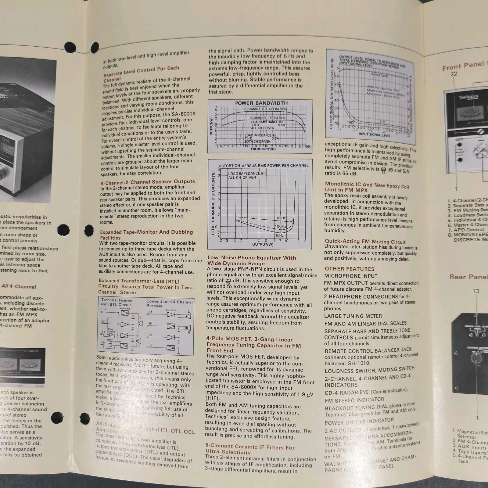 Vintage Technics SA-8000X Quadraphonic Receiver Dealer Brochure Manual 1974