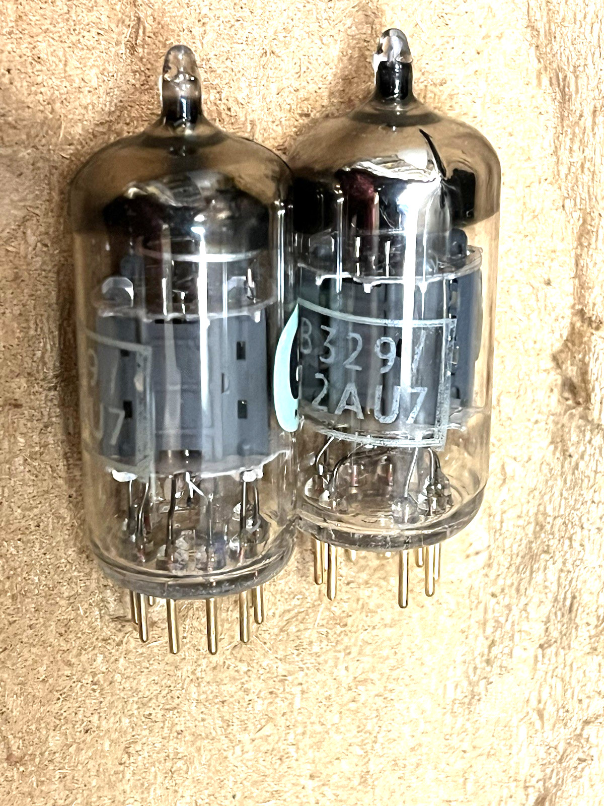 EXTREMELY RARE NOS MATCH PAIR GEC B329 12AU7 ECC82 BRITISH TUBES GOLD PIN 1960’S