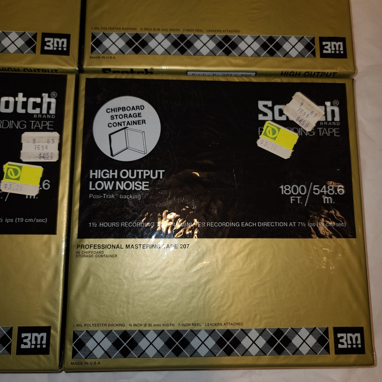 Scotch 3M Recording Tape 207 Lot Of 4 New Sealed 90 Min 7″ Reels Chipboard Vtg