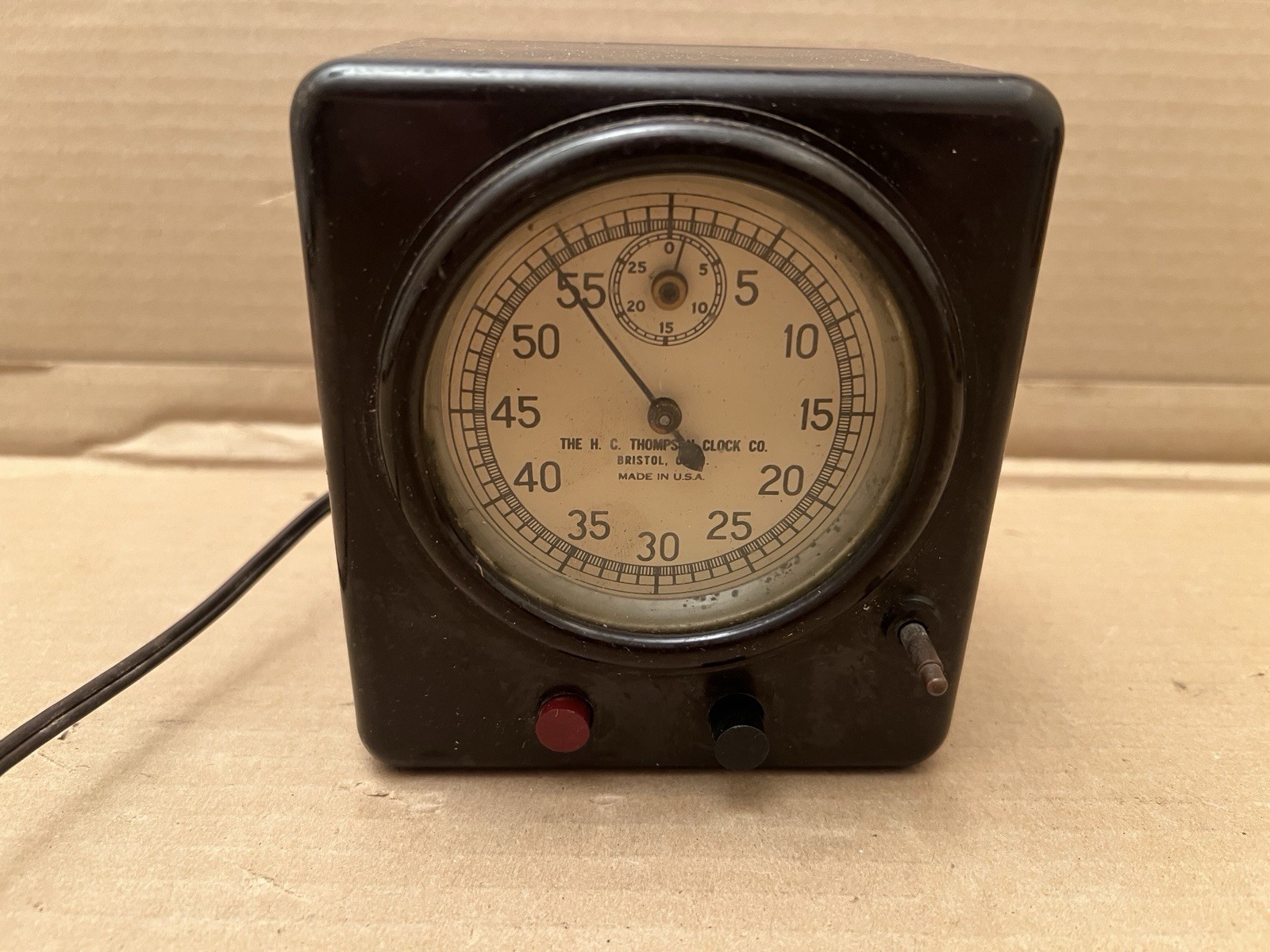 Vintage H.C. Thompson Clock Co Electric Stop Timer Bristol Conn USA