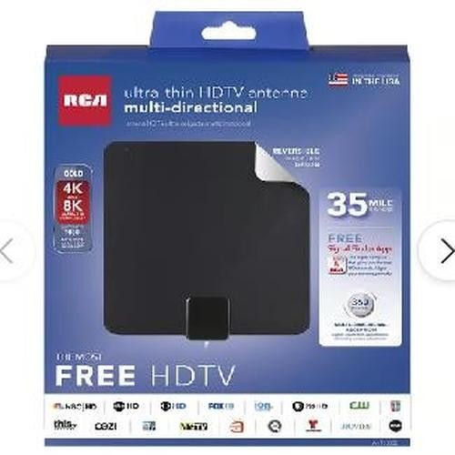RCA Indoor Flat HDTV Antenna AZ34 UHF VHF 4K 8K Multi-Directional 35 Mile NEW