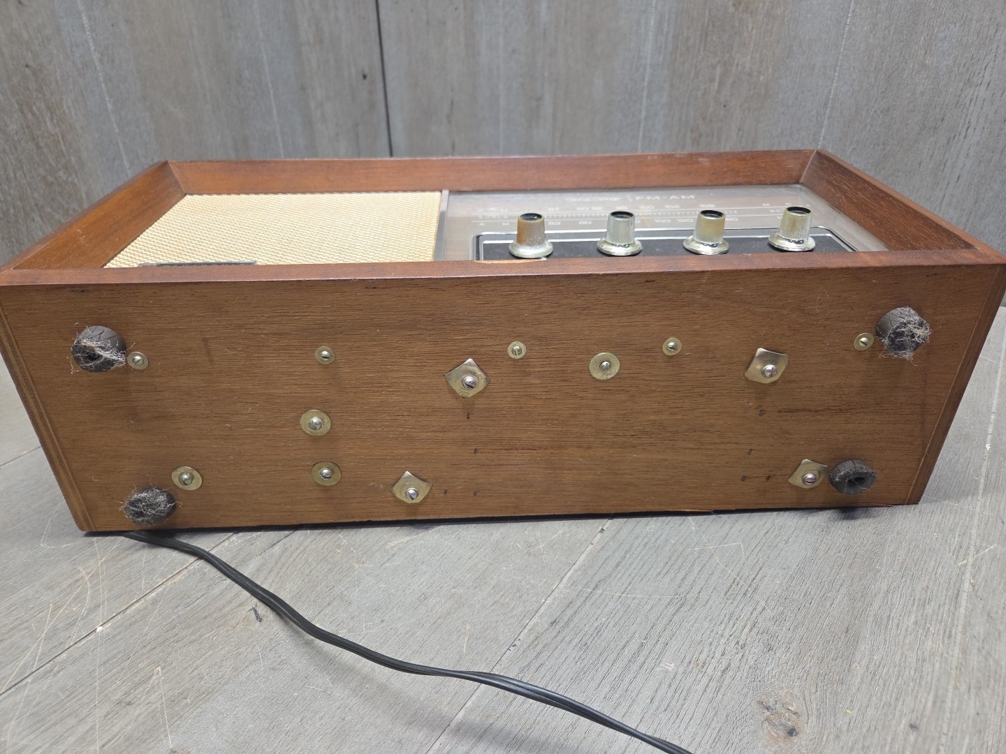 VINTAGE PANASONIC SOLID STATE FM AM MODEL RE-756 10 TRANSISTOR WOOD CASE (Works)