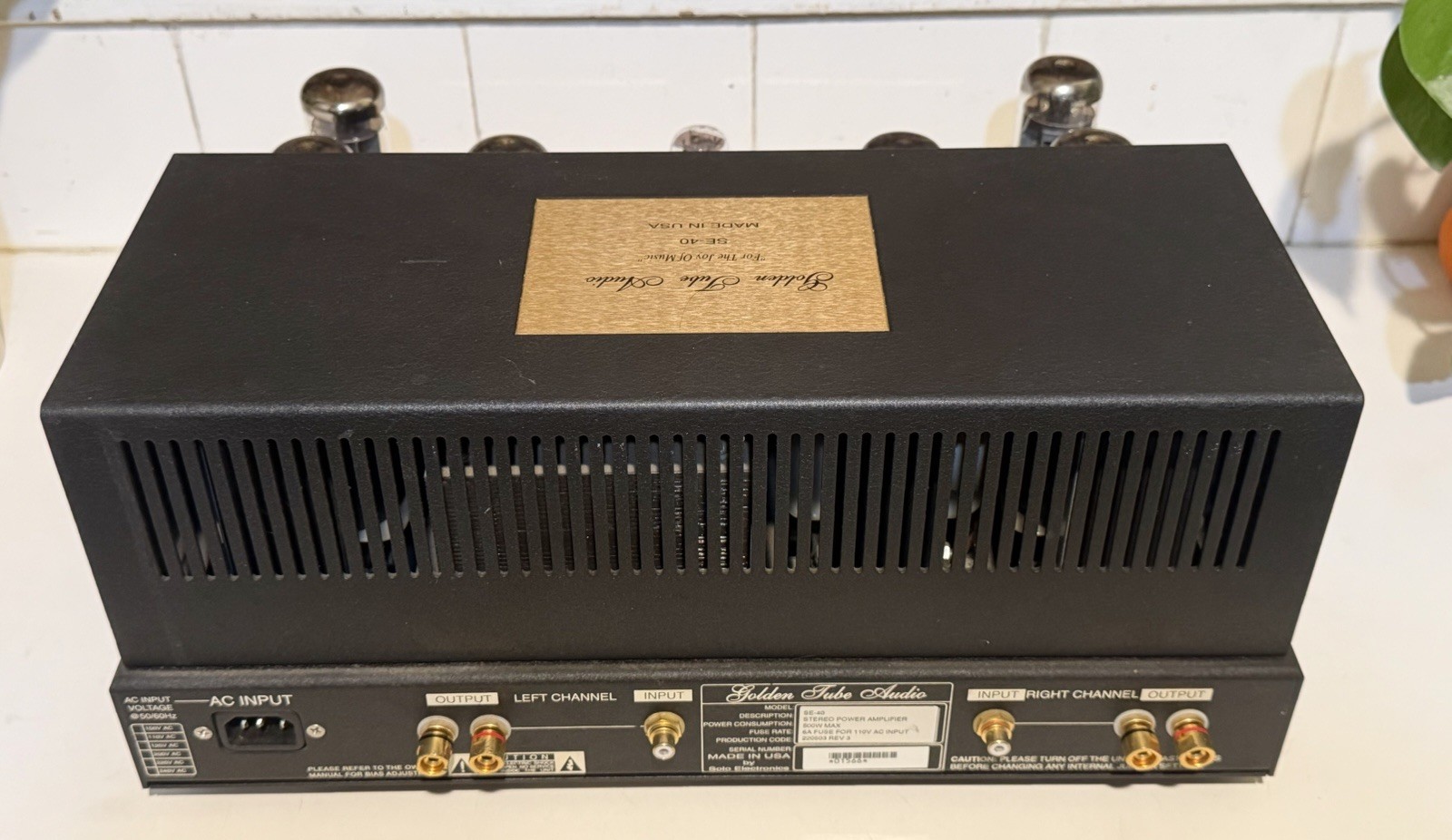 Golden Tube Audio SE-40 Power Amplifier W/ Sonic Craft Upgrade!