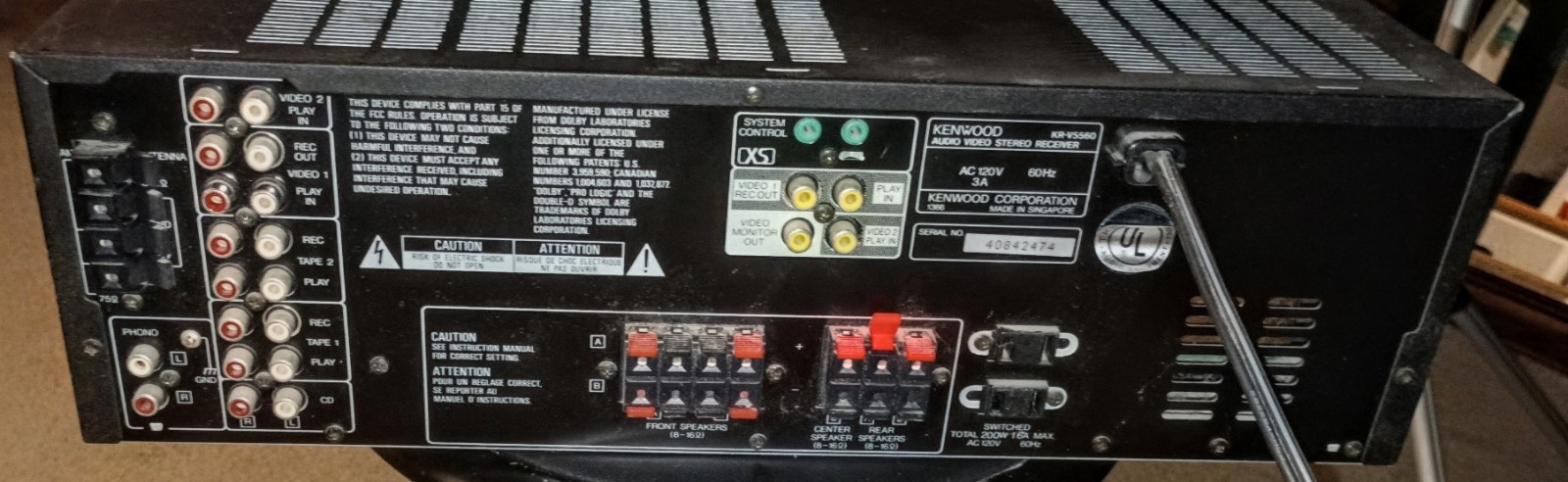 Vintage Kenwood KR-V5560 Stereo Receiver Tested Working Phono Input