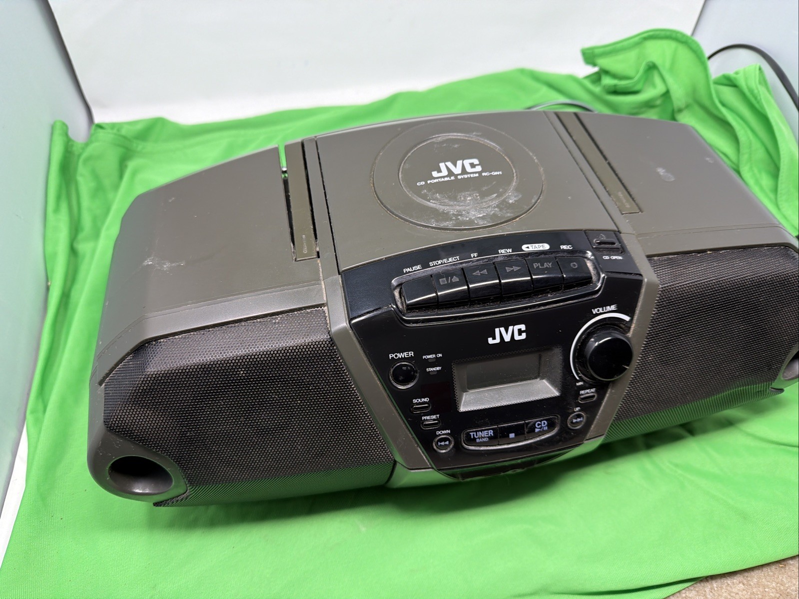 JVC Vintage Boombox RC-QN1BK AM/FM, CD, Cassette Tape Tested and Working