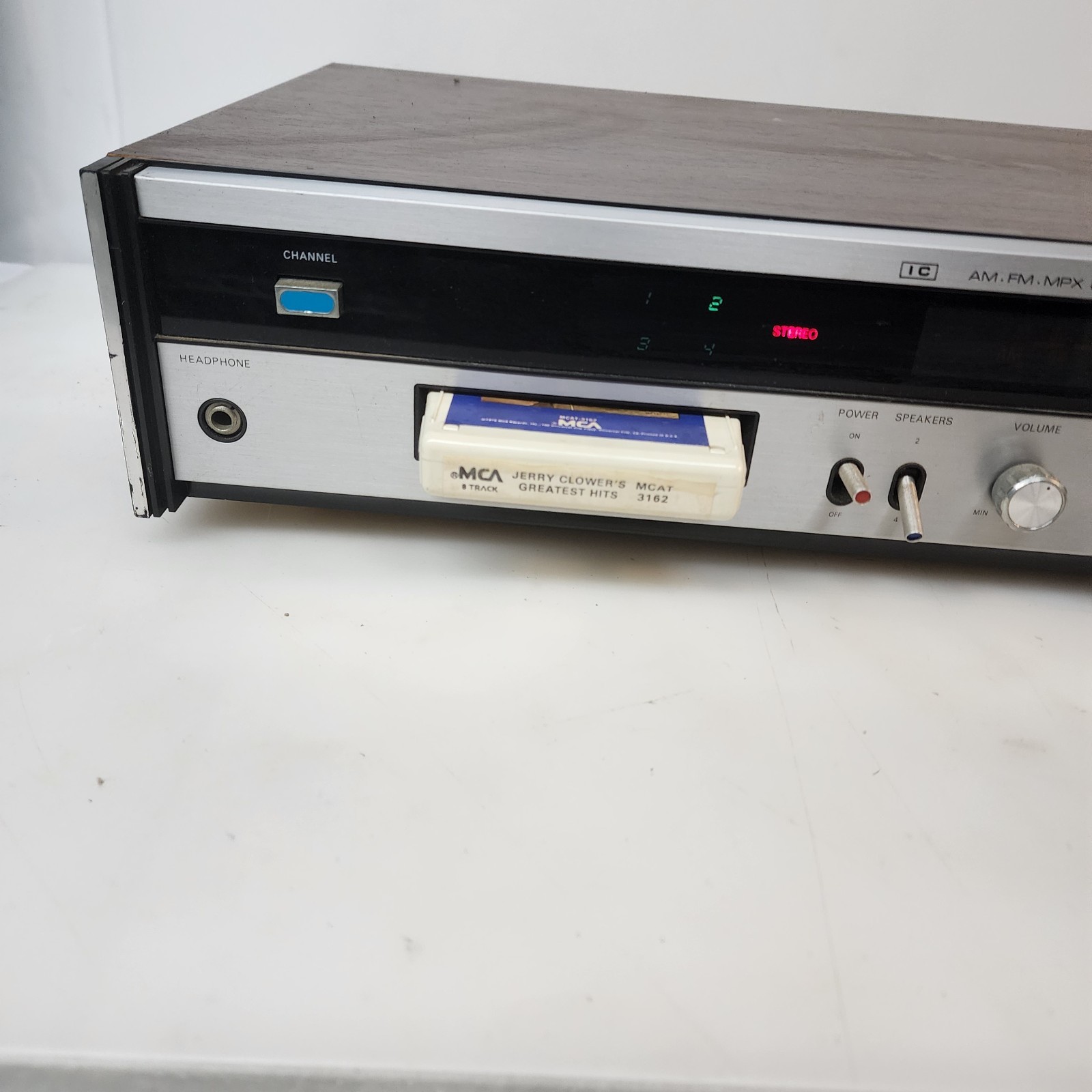 Vintage Eversonic AM/FM stereo Receiver 8-track Model 1000 Retro Faux Wood Grain