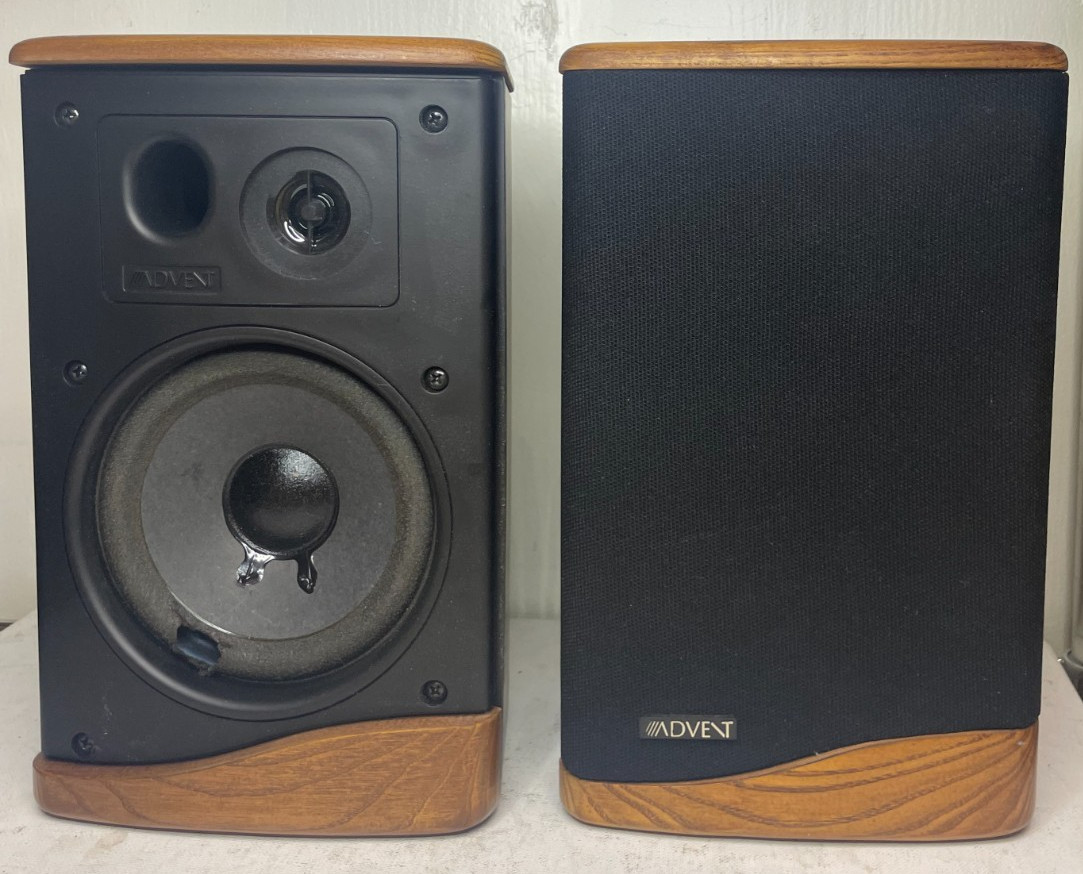 Mini Advent II Stereo Bookshelf Speaker Pair Wood Grain Tested
