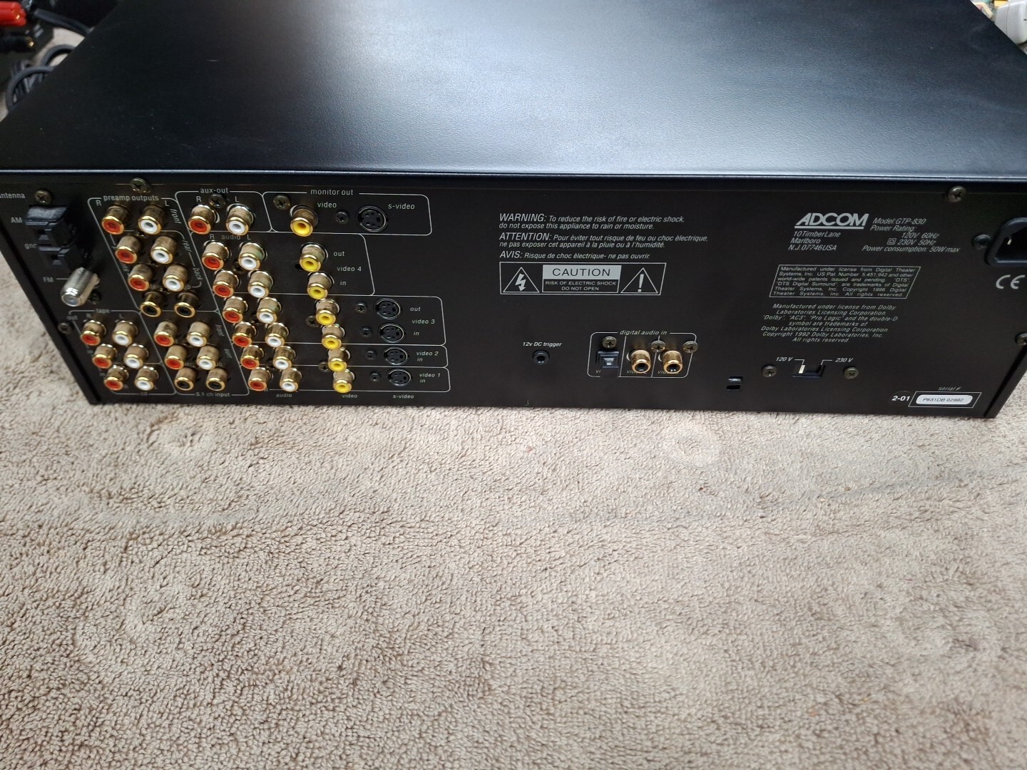 Adcom Digital Processing Tuner Preamplifier GTP-830 gtp830 for PARTS/REPAIR