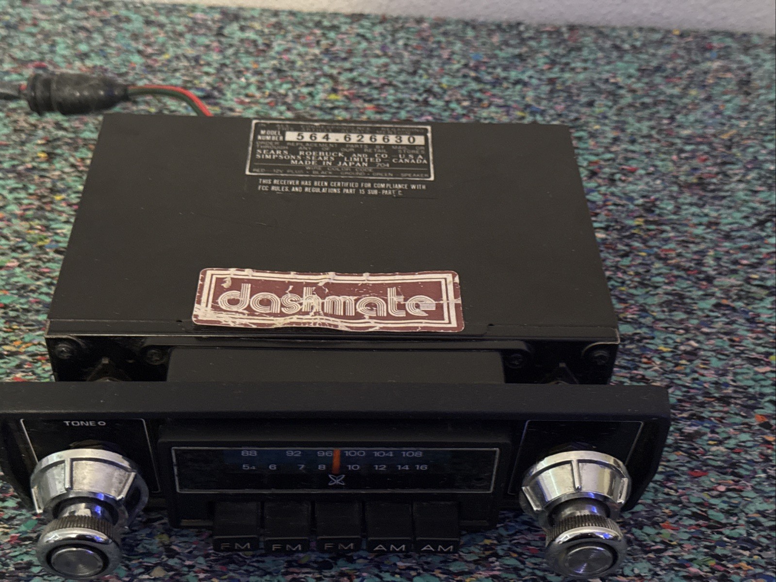 Vintage Sears Roebuck 564-626630 AM FM Car Transistor Auto Radio UNTESTED