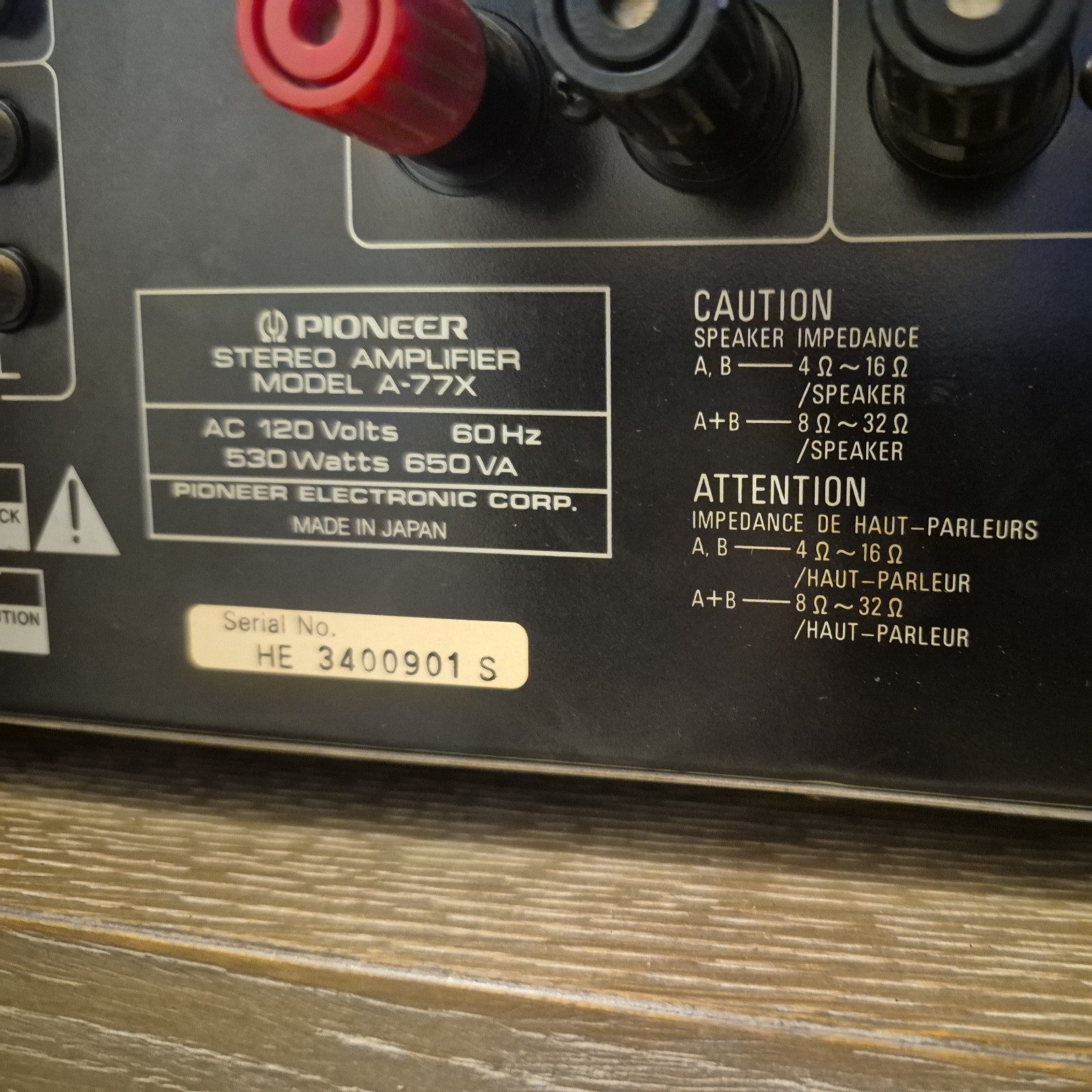 Pioneer A-77X Stereo Amp
