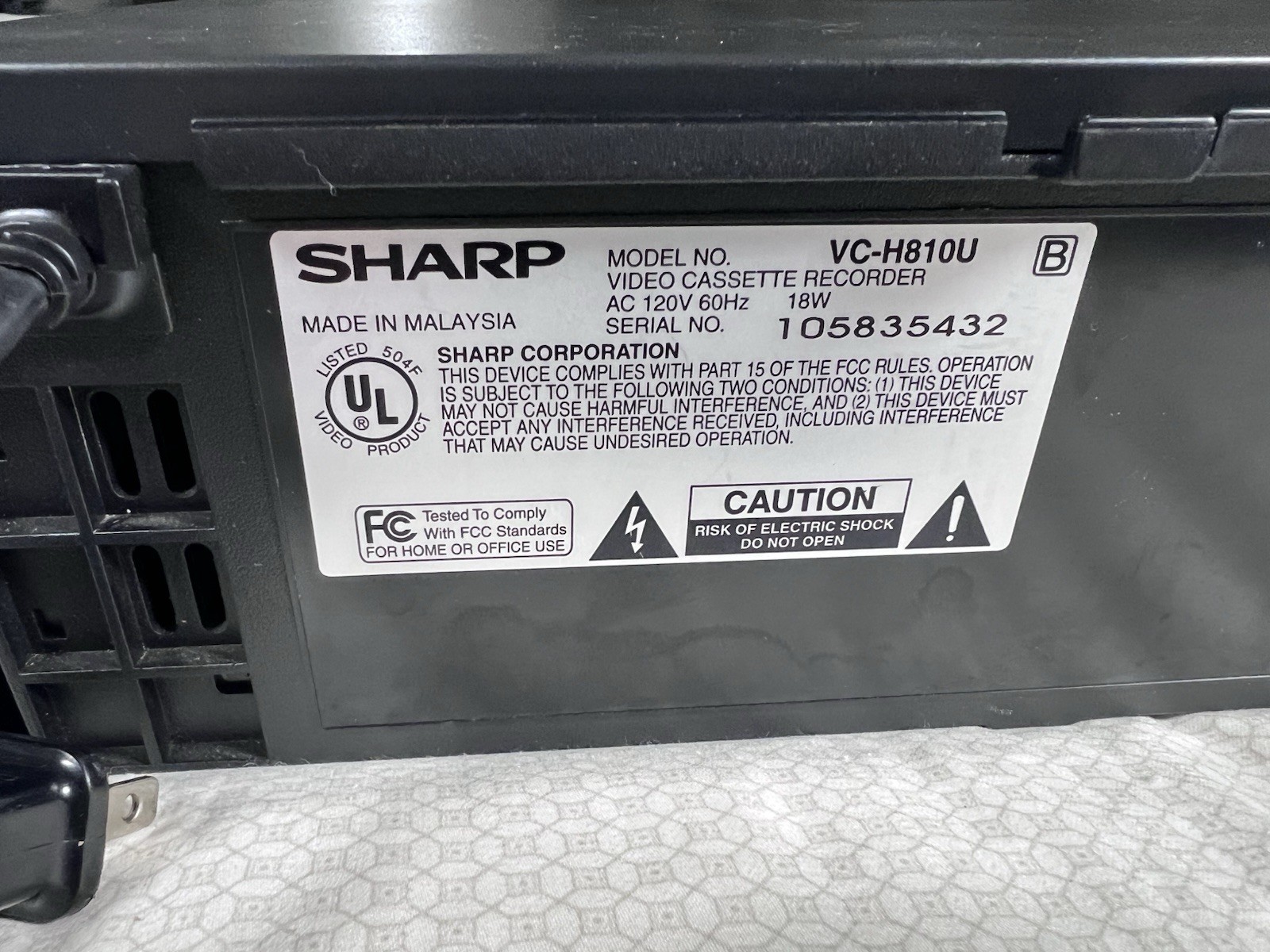 Sharp VC-H810U 4-Head Hi-Fi Stereo VHS VCR Player & Working Original Remote