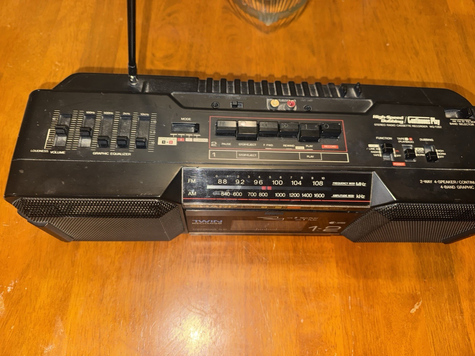 Vibtage 1980s BlueSharp WQ-T282 Twin Cassette Player Boom Box Two Way Recording