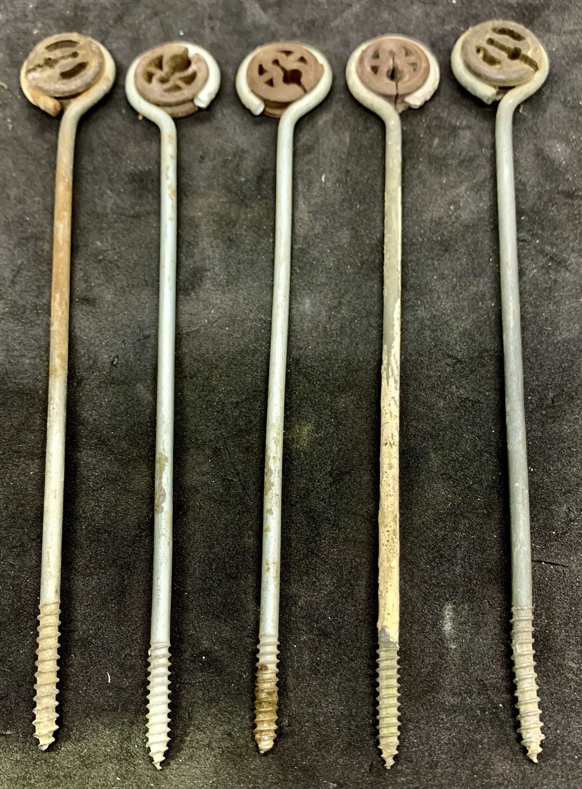 Lot of 5 – Vintage Audiotex TV Antenna 7 1/2″ Screw Type Wire Holder Standoffs