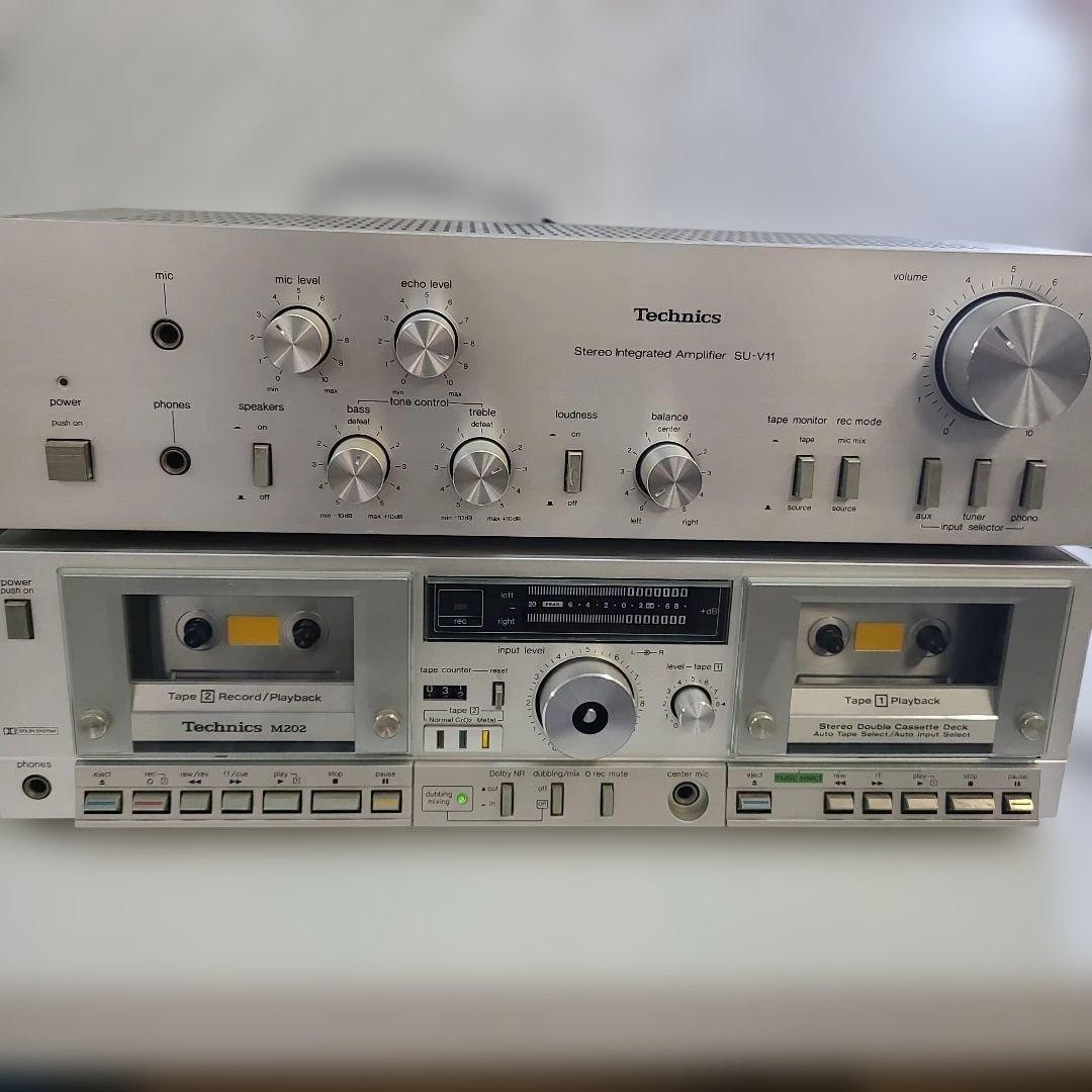 Technics M-202 Dual Cassette Deck SU-V11 Integrated Amplifier Tested Japan