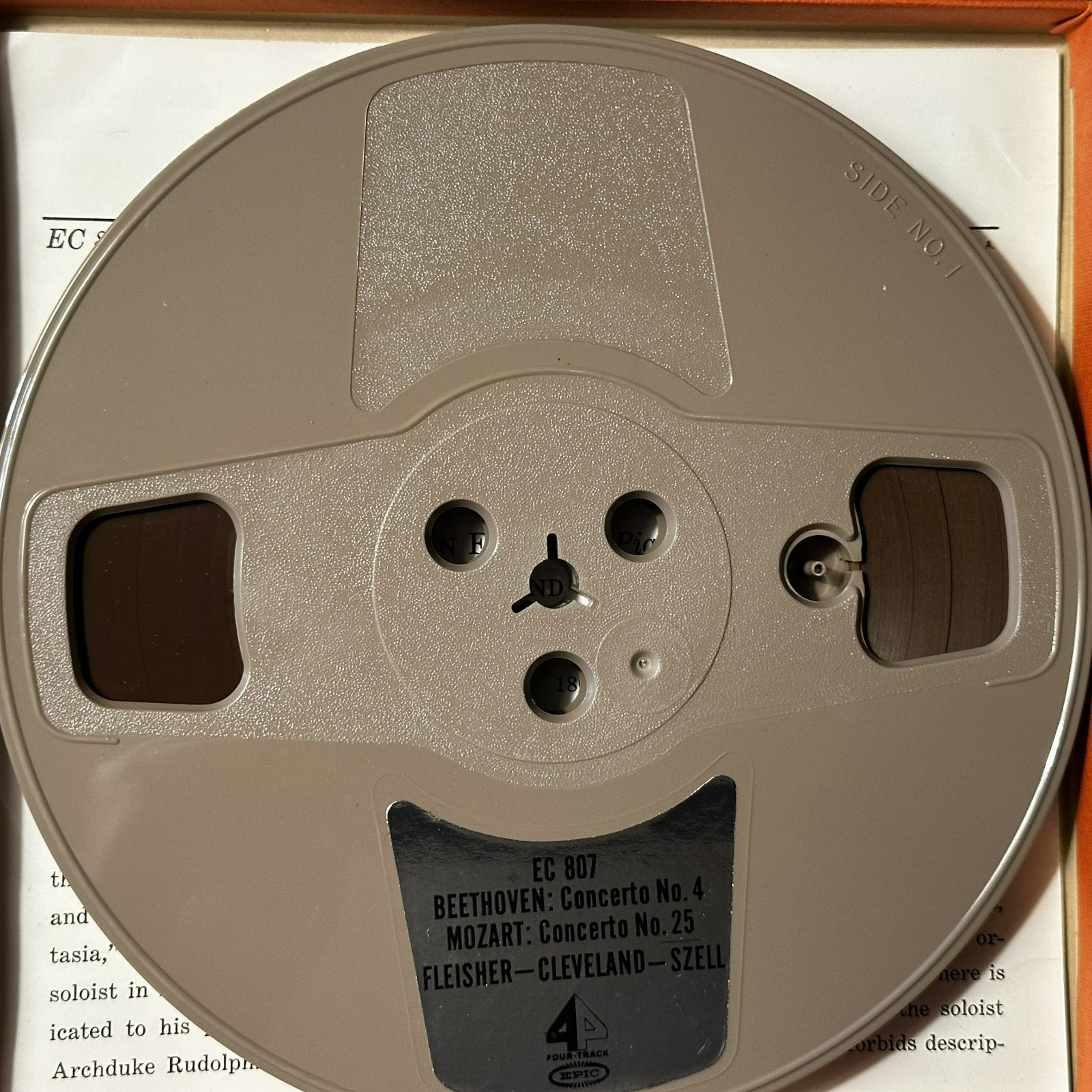 Bethoven/ Mozart- Concerto No. 4 / Concerto No. 25 Reel Tape 7 ½ ips 4trk EC-807
