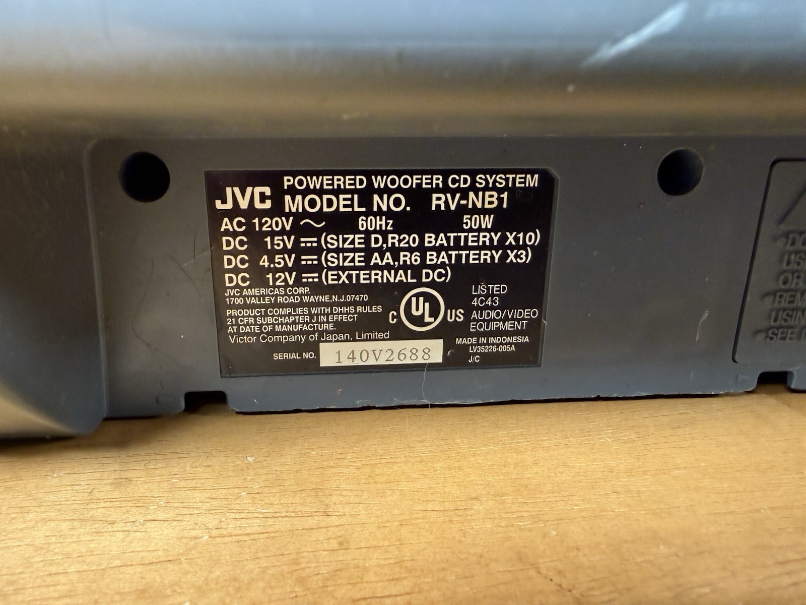 JVC Kaboom RV-NB1 Stereo Radio – Boombox CD & Aux Works Fine -READ-