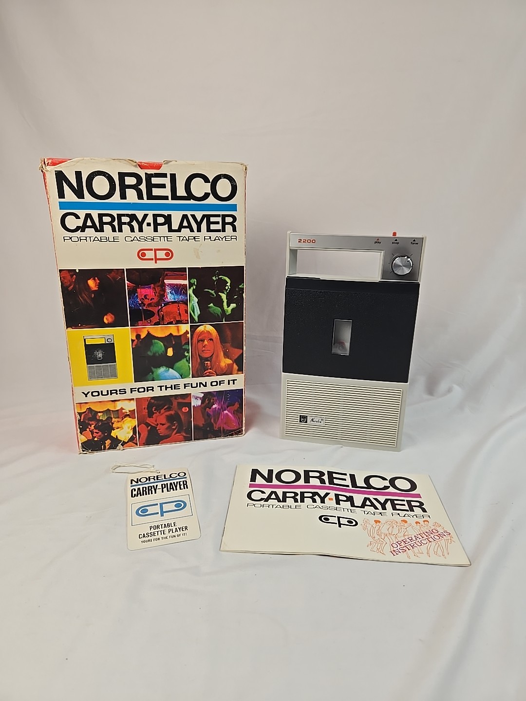Vintage Norelco Cassette Tape Player Carry-player Model 2200 1960’s In Box