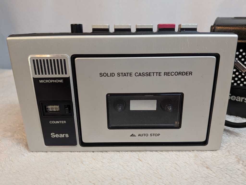 Sears Solid State Cassette Recorder Auto Stop – Portable w/ Case