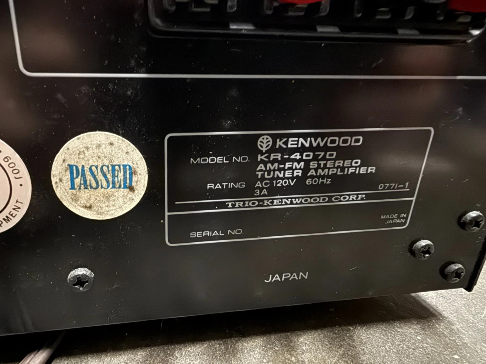 Vintage KENWOOD KR-4070 Stereo Receiver *Tested*